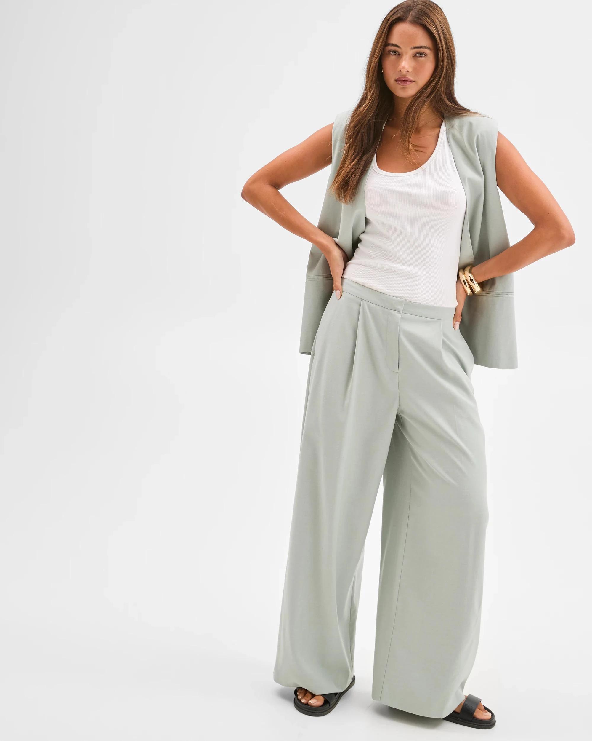 3 Lily Loves Wide Leg Tailored Pants SKY GRAY, 3 of 7