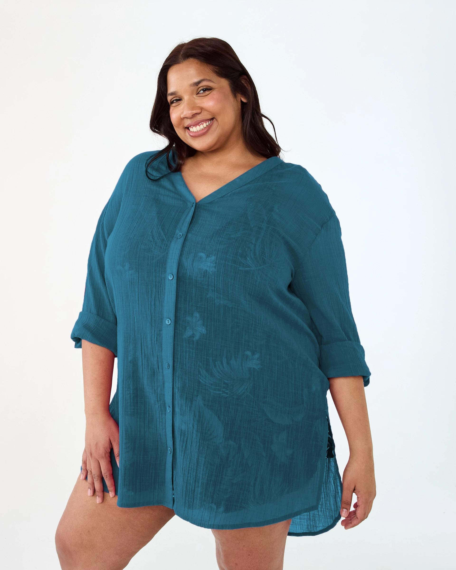 3 Curve Beach Kaftan TEAL NAVY, 3 of 8