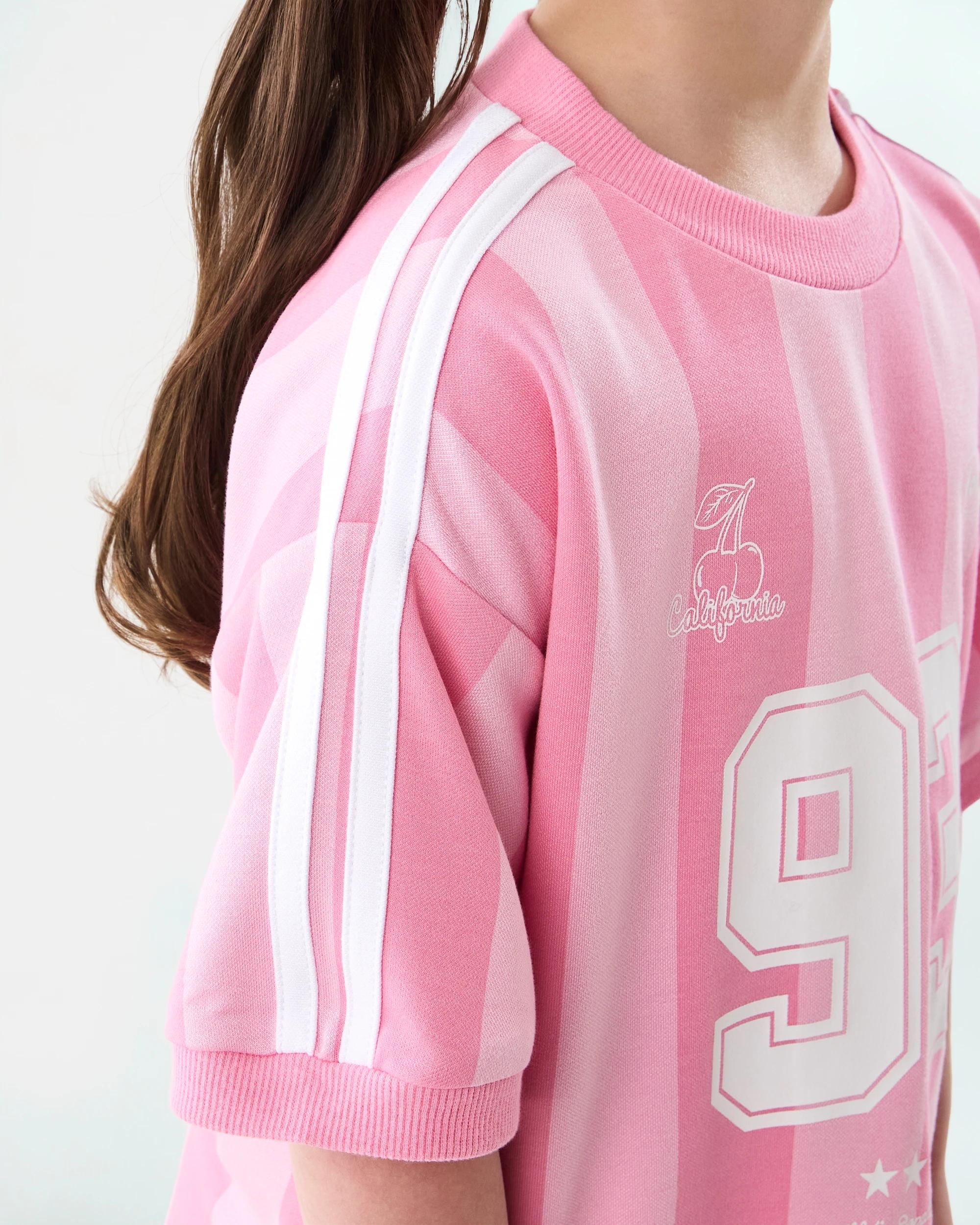 6 Short Sleeve Oversized Sporty T-shirt Pink Type, 6 of 8