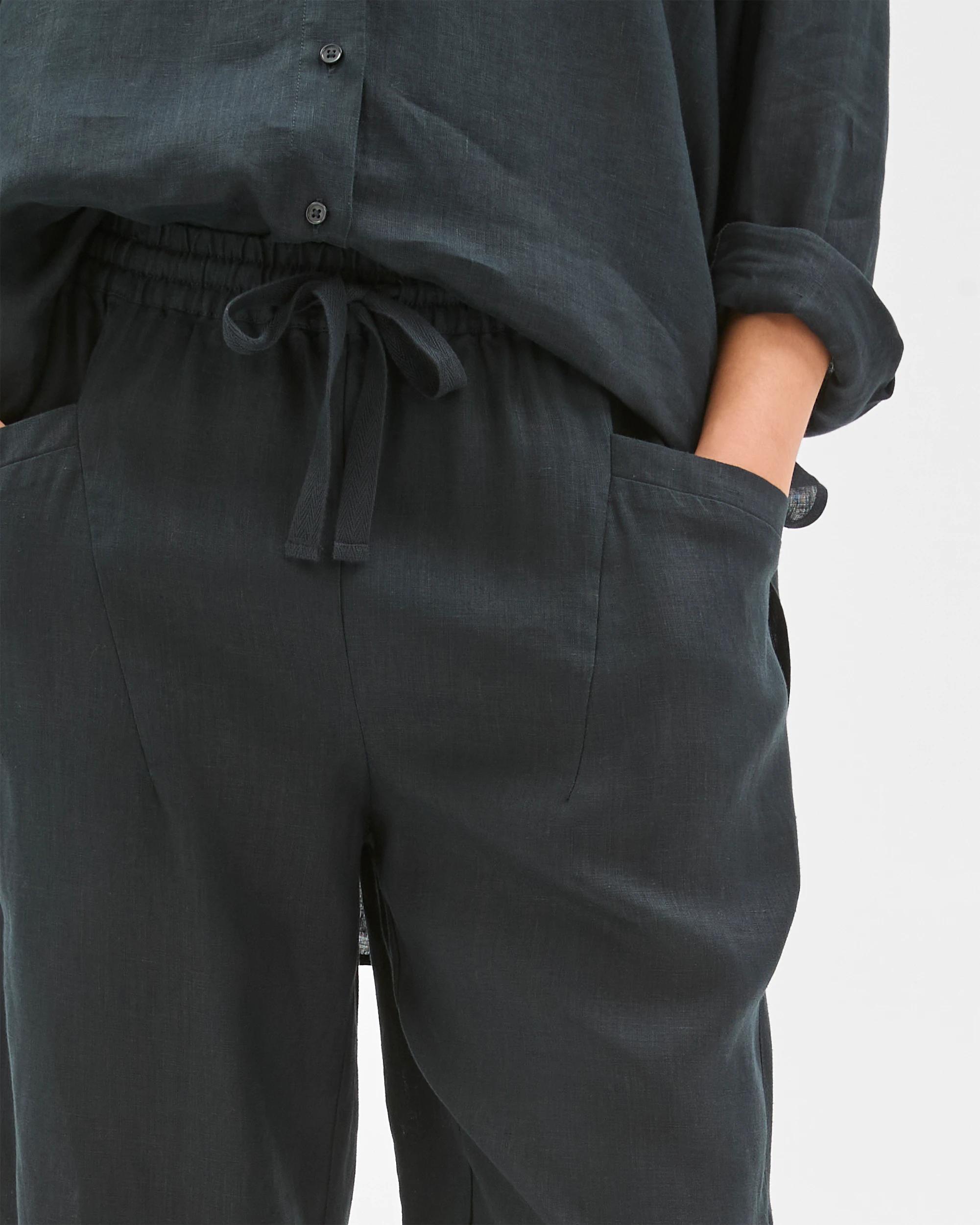 5 Target Woman European Linen Tapered Pants BLACK, 5 of 6