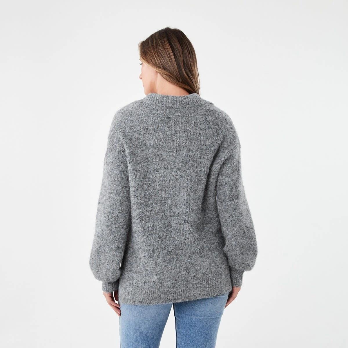 3 Fluffy Knit Polo Jumper Gry Chmrle, 3 of 6