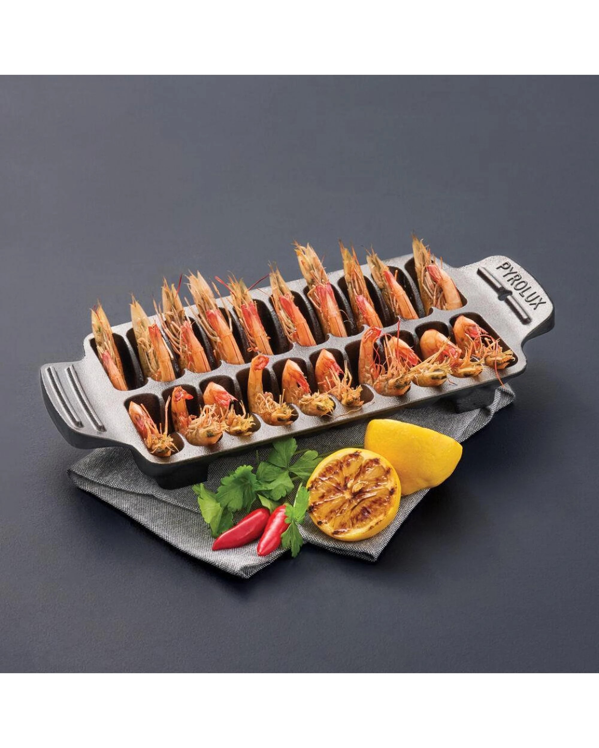 5 Pyrolux Pyrocast 20 Piece Prawn Grill Tray 31 x 15.5 x 5cm, 5 of 5