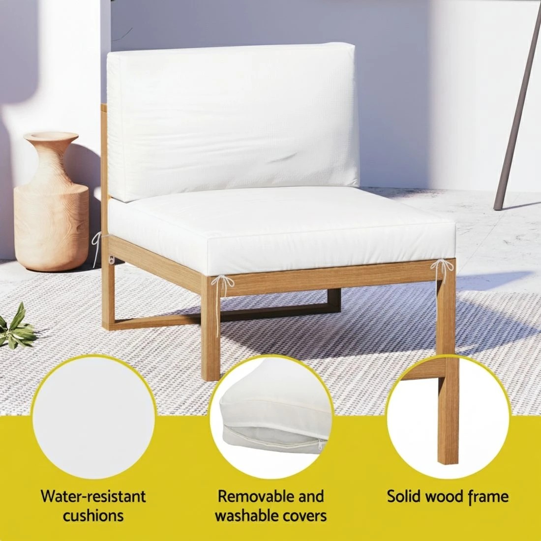 4 Gardeon 4-Seater Outdoor Sofa Set Wooden Lounge Setting 5PCS - Natural, 4 of 4