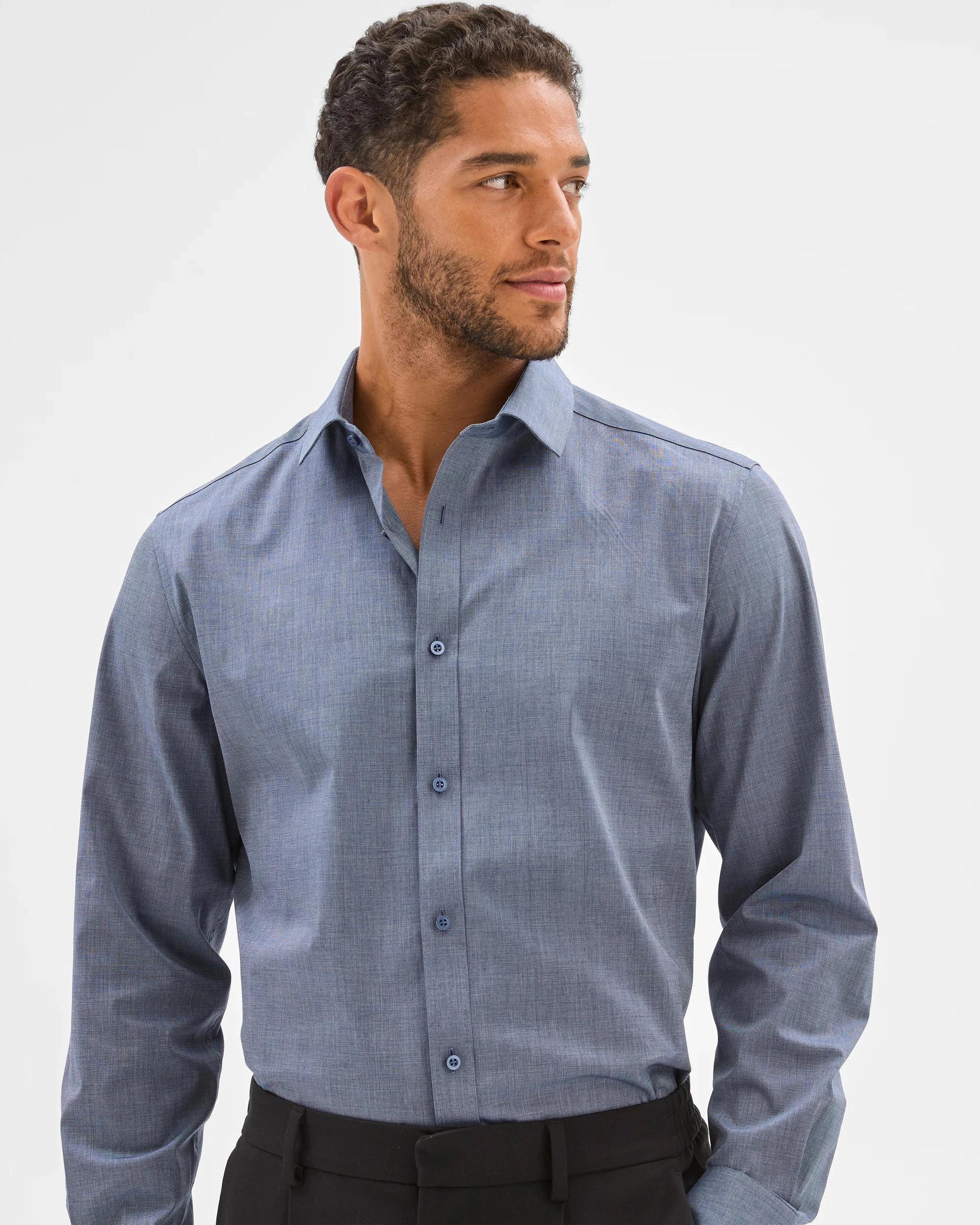1 Slim Stretch Shirt - Preview MID BLUE, 1 of 6