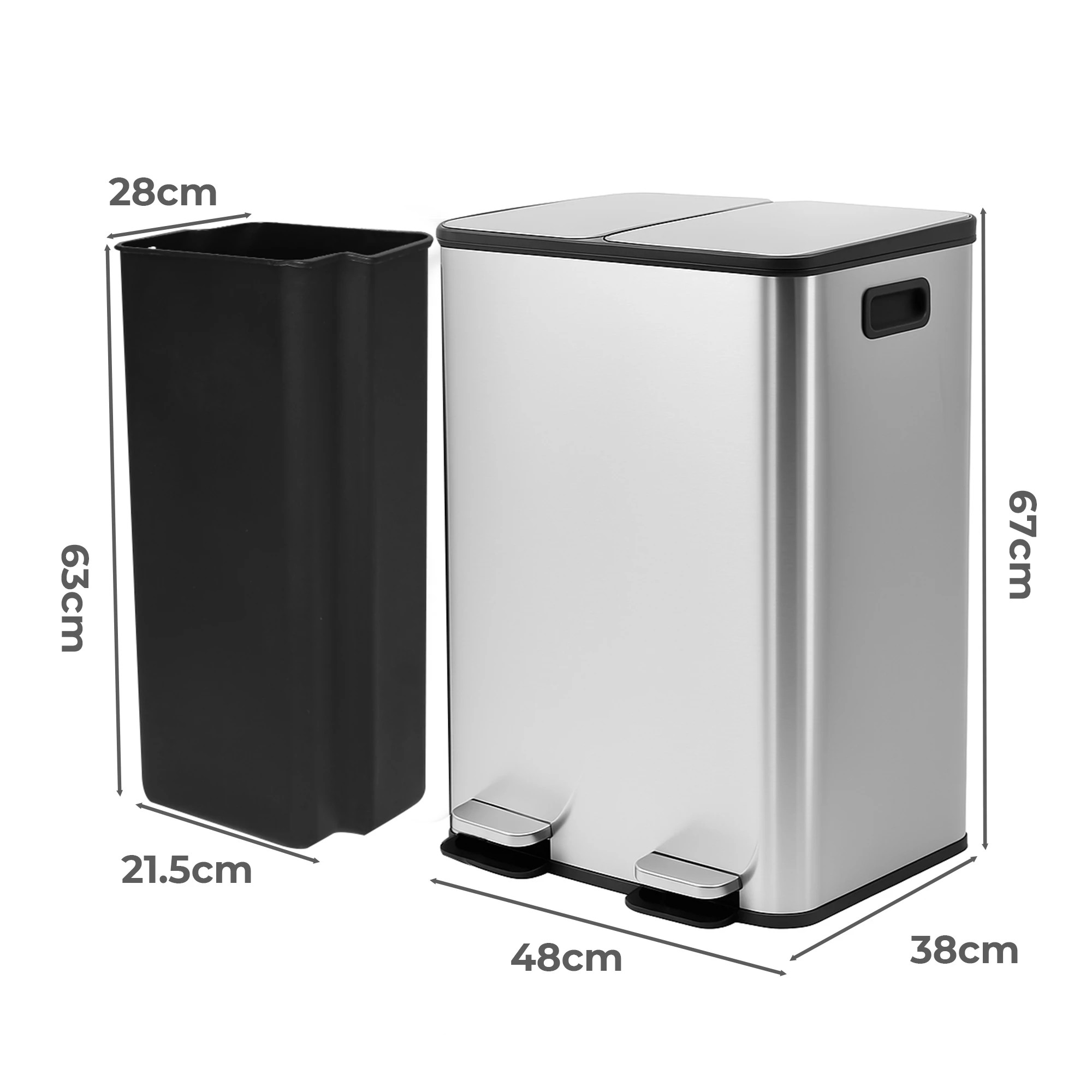 3 Toque 60L Pedal Bin Stainless Steel, 3 of 9