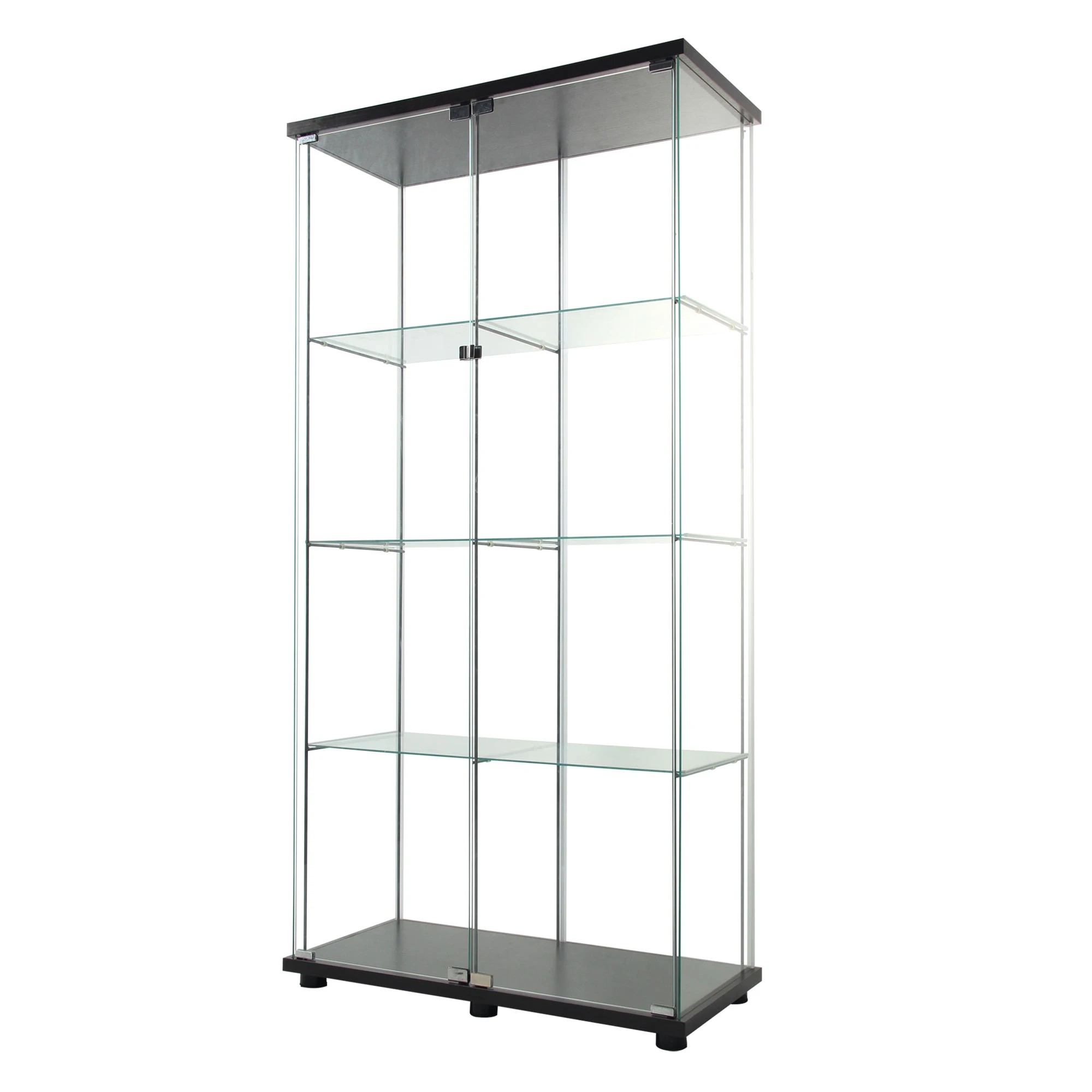 1 Stacked 164cm Glass Display Cabinet Collections Storage 4 Tier Shelves 2 Doors, 1 of 7