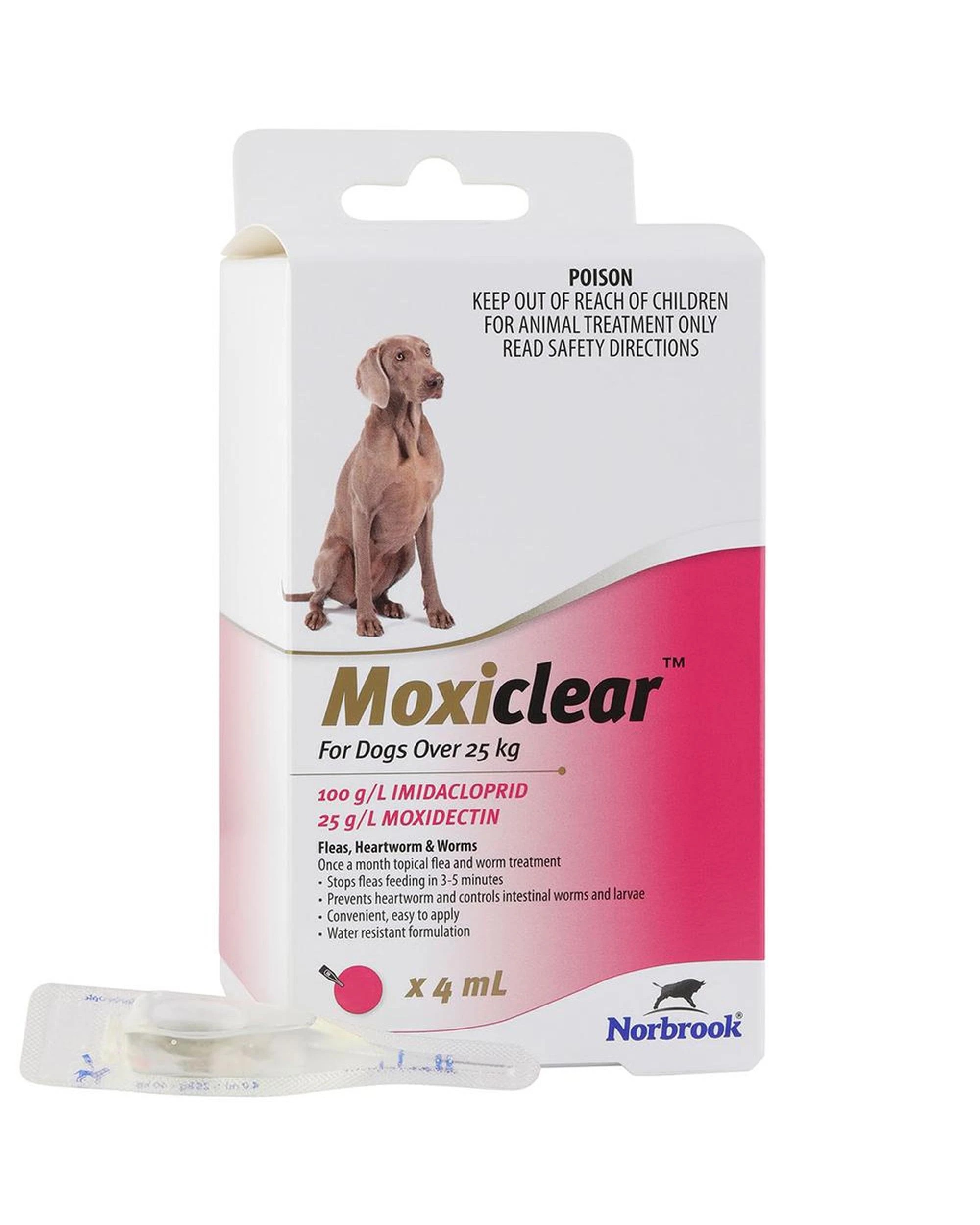1 Moxiclear Fleas & Worms Treatment for Dogs Over 25kg Pink 3 Pack, 1 of 2