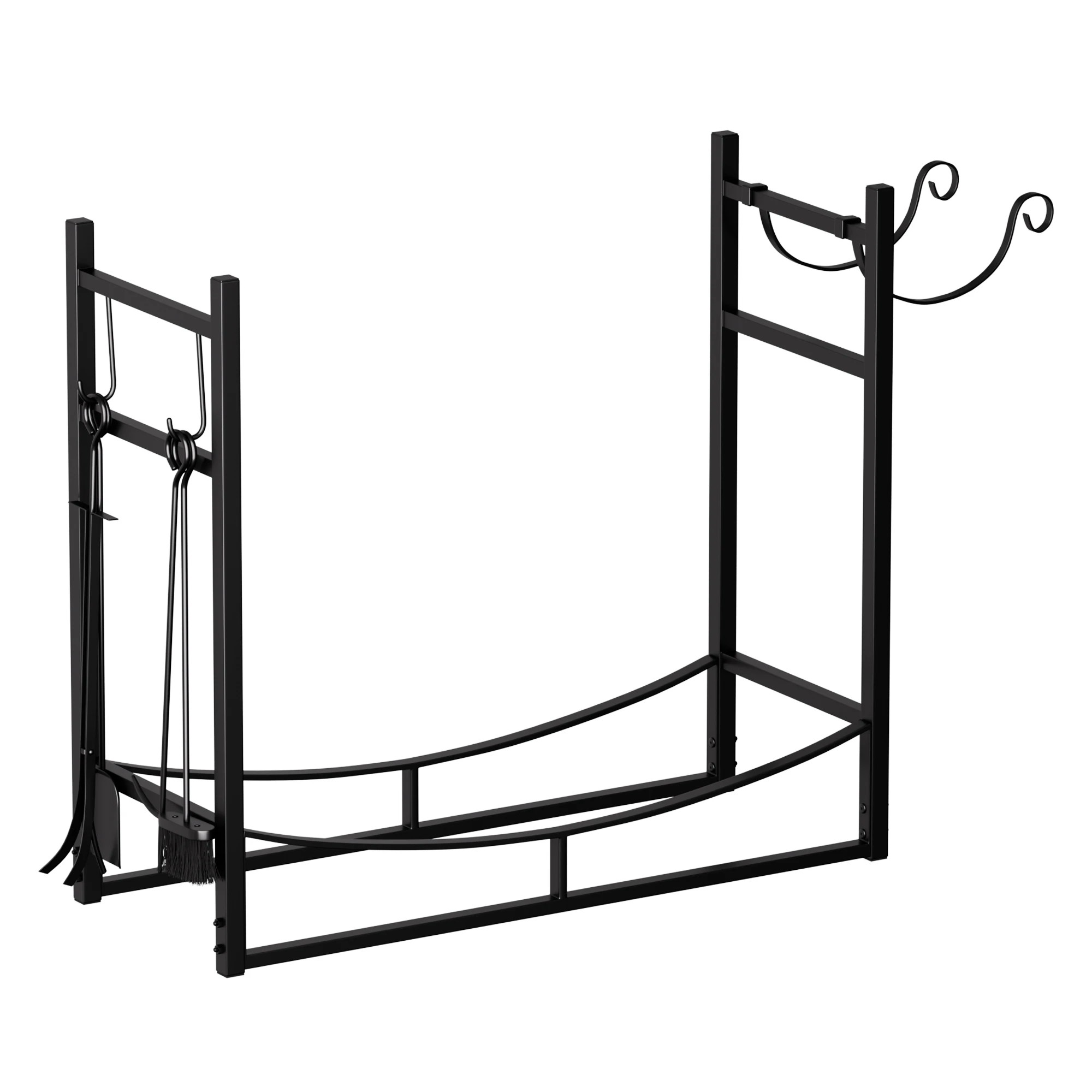 1 Moyasu Fireplace Log Rack with Kindling Holder - Black, 1 of 9