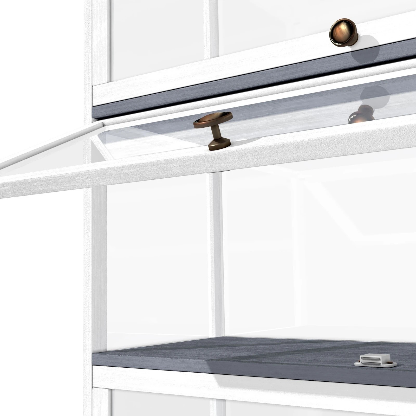 7 Oikiture Display Cabinet Storage 5-tier Shelves Clear Bookcase Stand Rack
 - White, 7 of 9