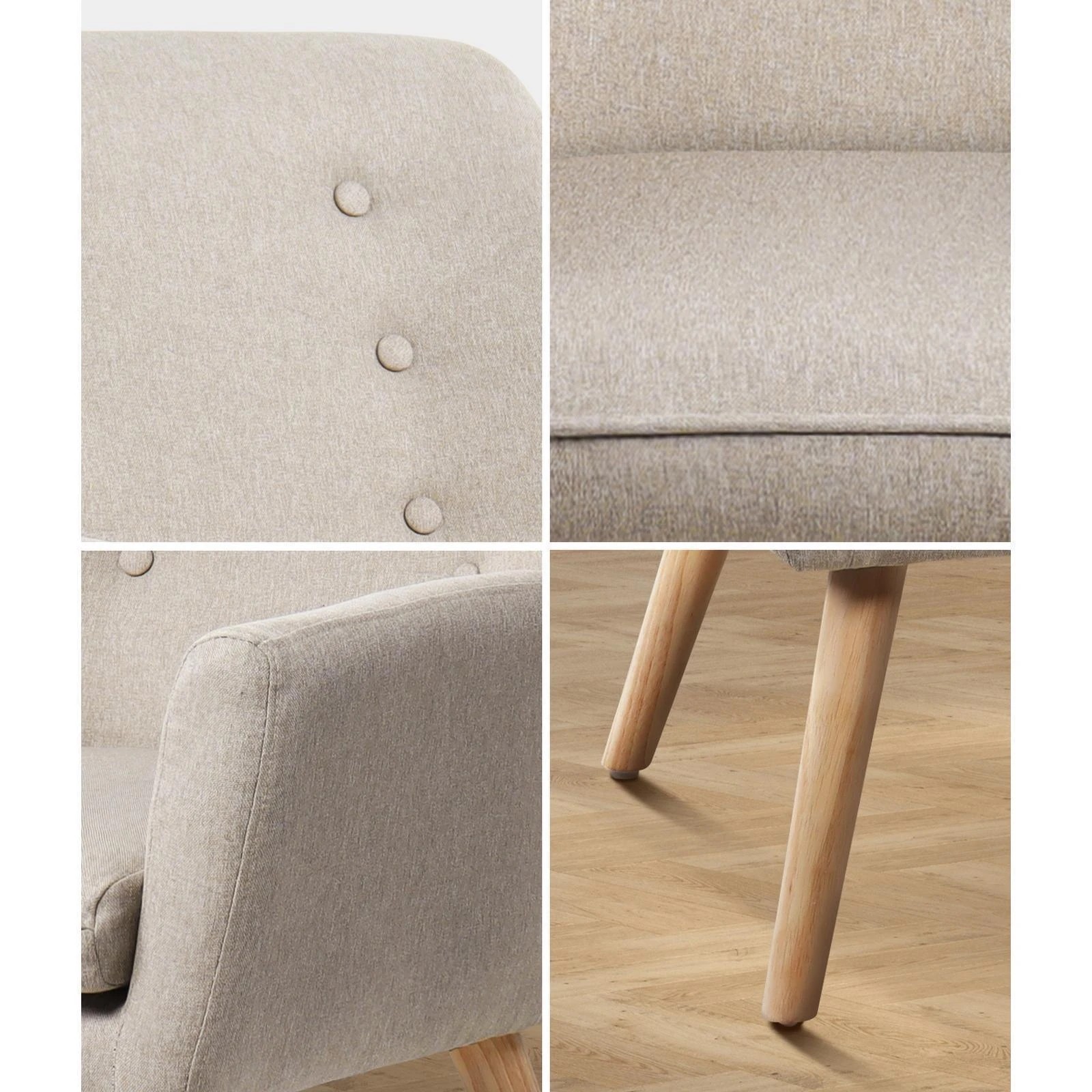 4 Oikiture Armchair Lounge Chair Linen Accent Armchairs Tub Chairs Sofa
 - Beige, 4 of 10