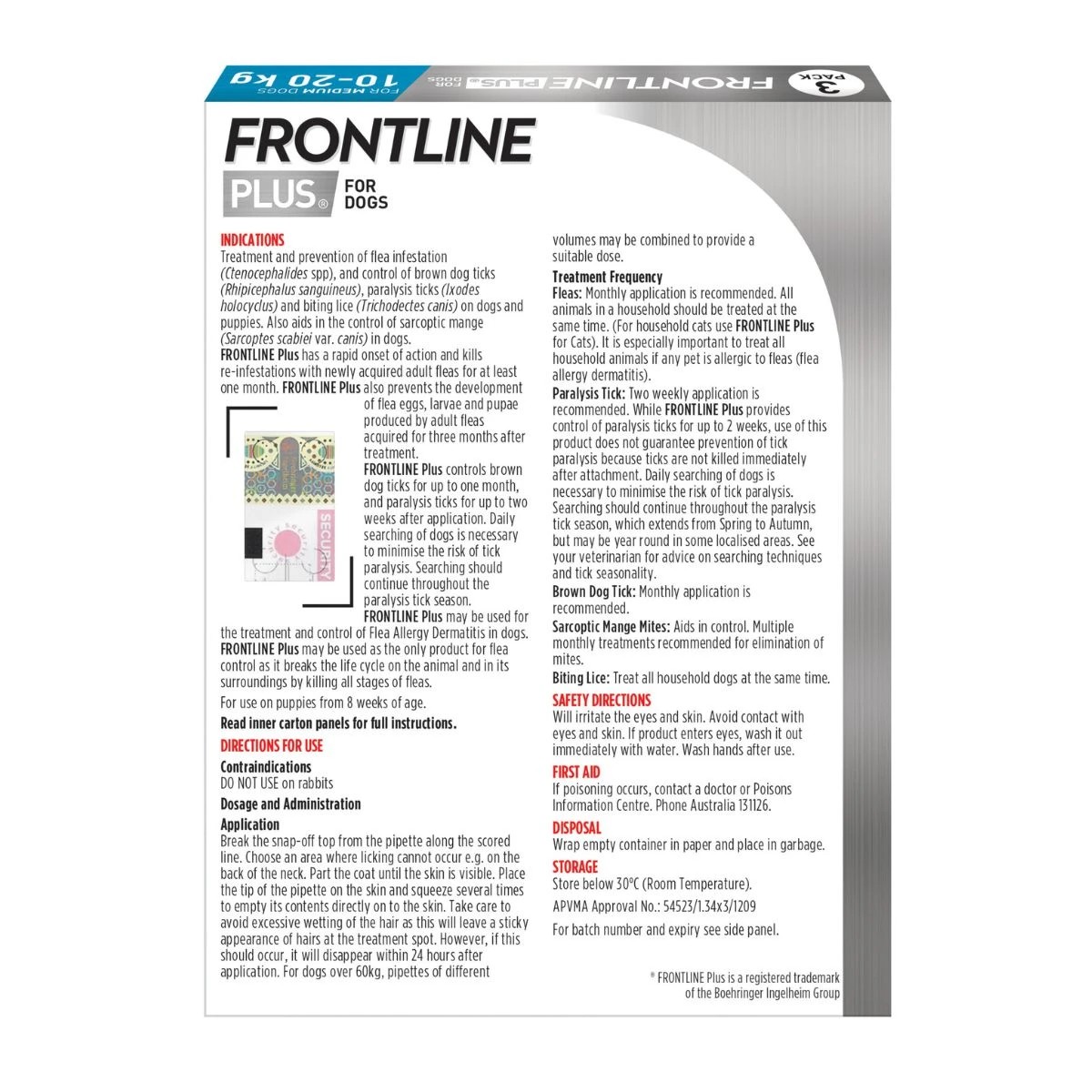 2 Frontline Plus Dog 10-20Kg Med 3'S Wfpdm3 - Blue, 2 of 2
