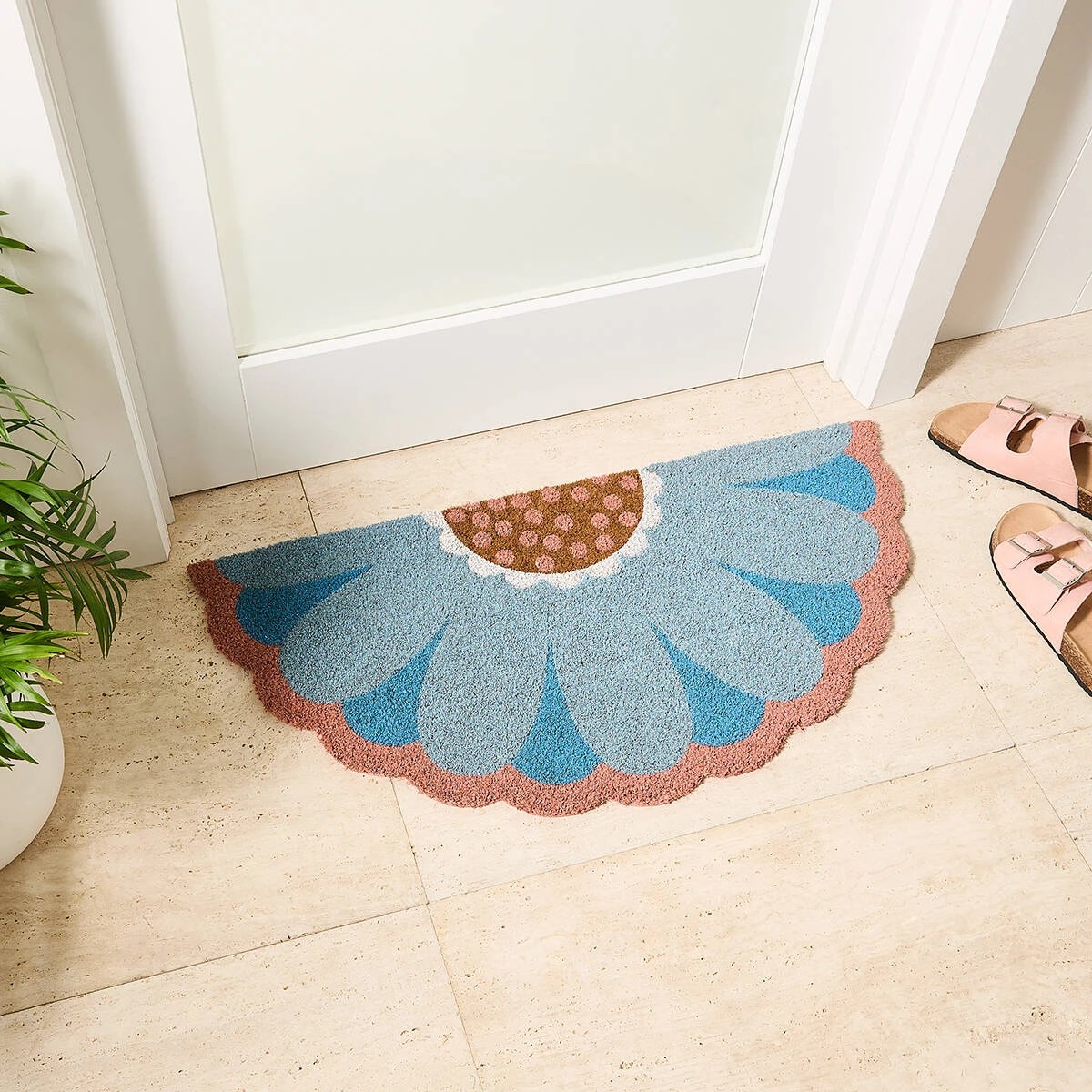 1 Floral Semicircle Door Mat - 81cm x 40.5cm, 1 of 6