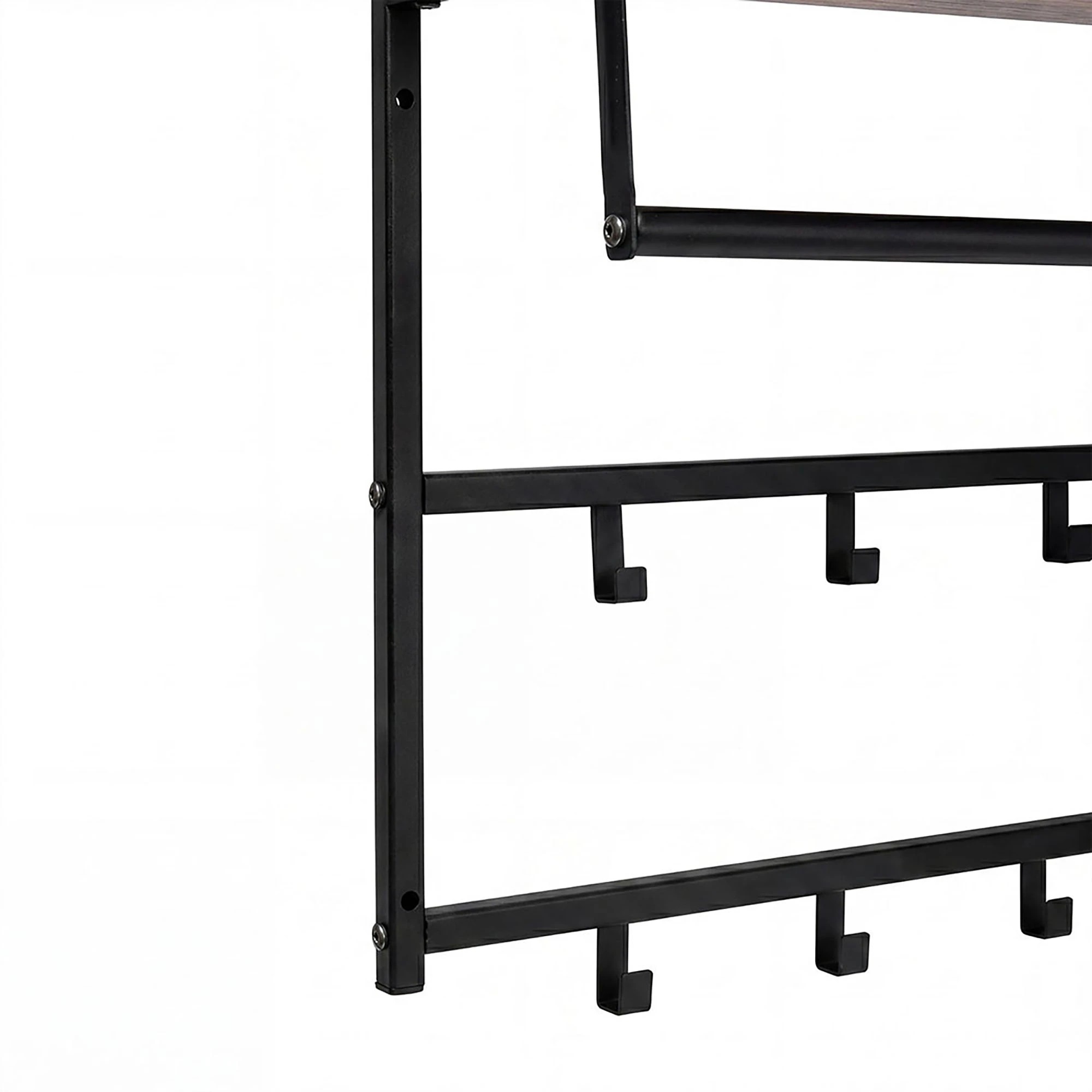 4 Levede Floating Shelves 10kg Wall Shelf Hooks Coat Rack Metal - Black - Black, 4 of 8