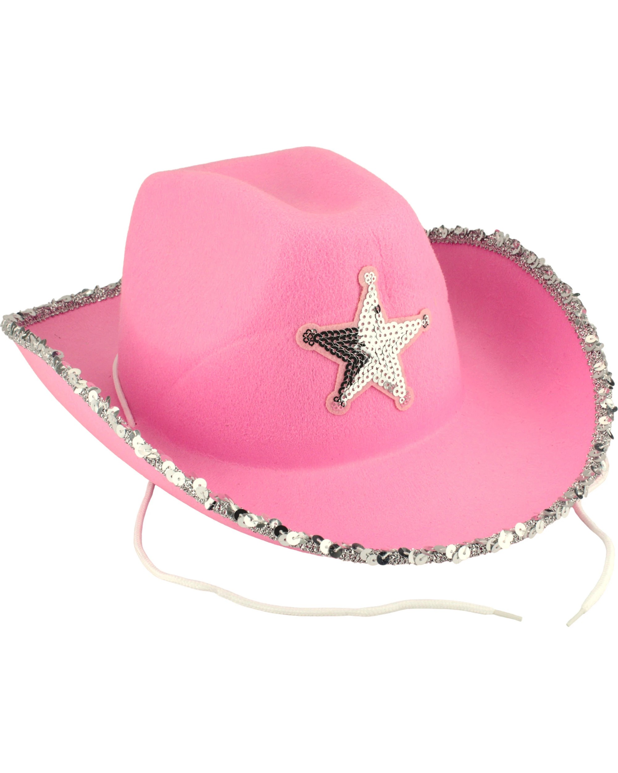 1 Partyrama Light Pink Cowboy Star Hat With Silver Sequins - Light Pink, 1 of 1