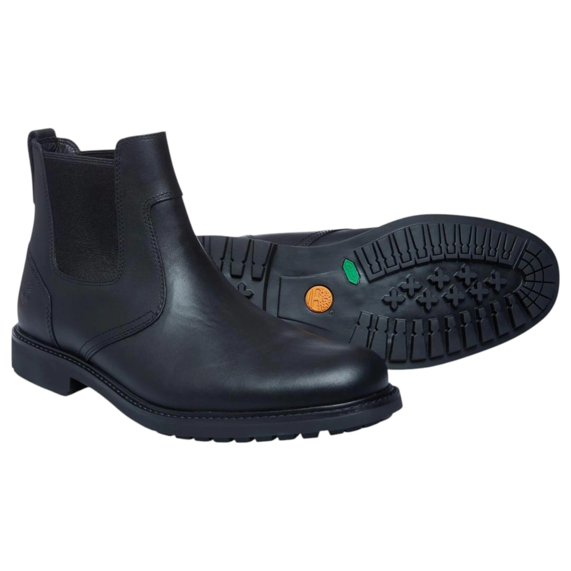 2 Timberland Mens Stormbucks Mid Chelsea Slip On Black Boot BLACK, 2 of 6