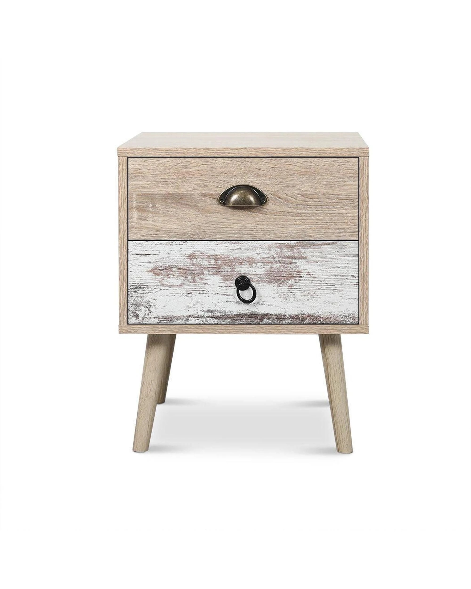 2 Luka 2 Drawer Bedside Table White Washed and Oak, 2 of 10