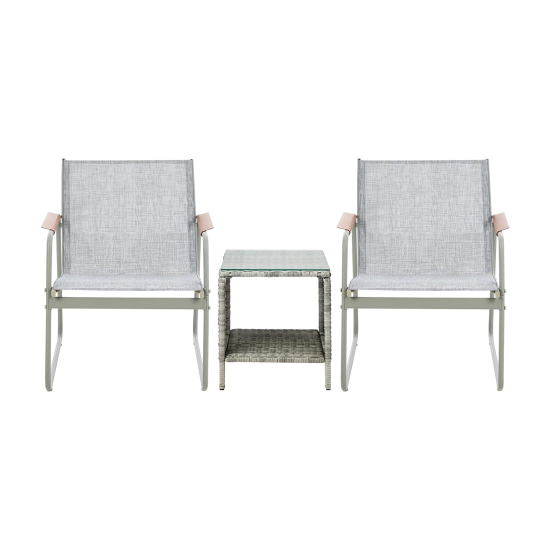 7 Livsip 3PCS Outdoor Bistro Set Patio Garden Furniture Chair Side Table PE Wicker - Multi, 7 of 9