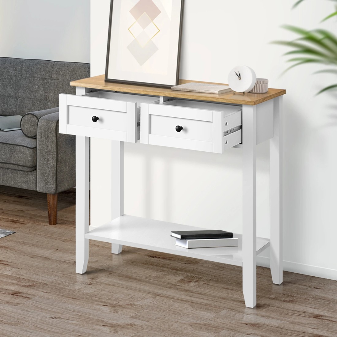 3 Oikiture Console Table Hallway Entry 2 Drawers Hall Side Display Shelf Desk
 - Multi, 3 of 9