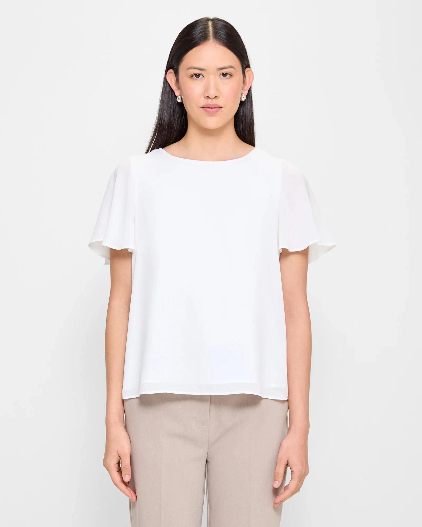 1 Preview Ella Crew Neck Blouse WHITE, 1 of 5
