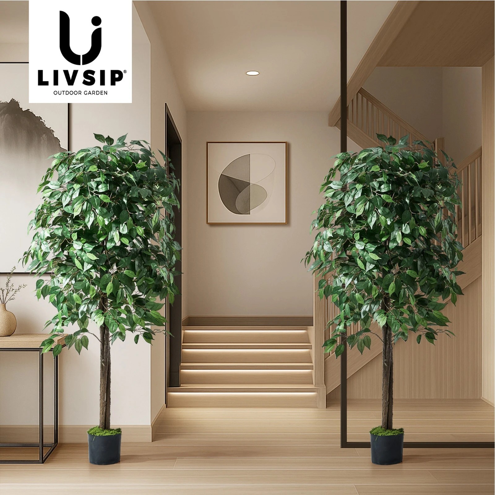 6 Livsip 2 Pack 150cm Artificial Ficus Tree Faux Potted Plant - Green, 6 of 10