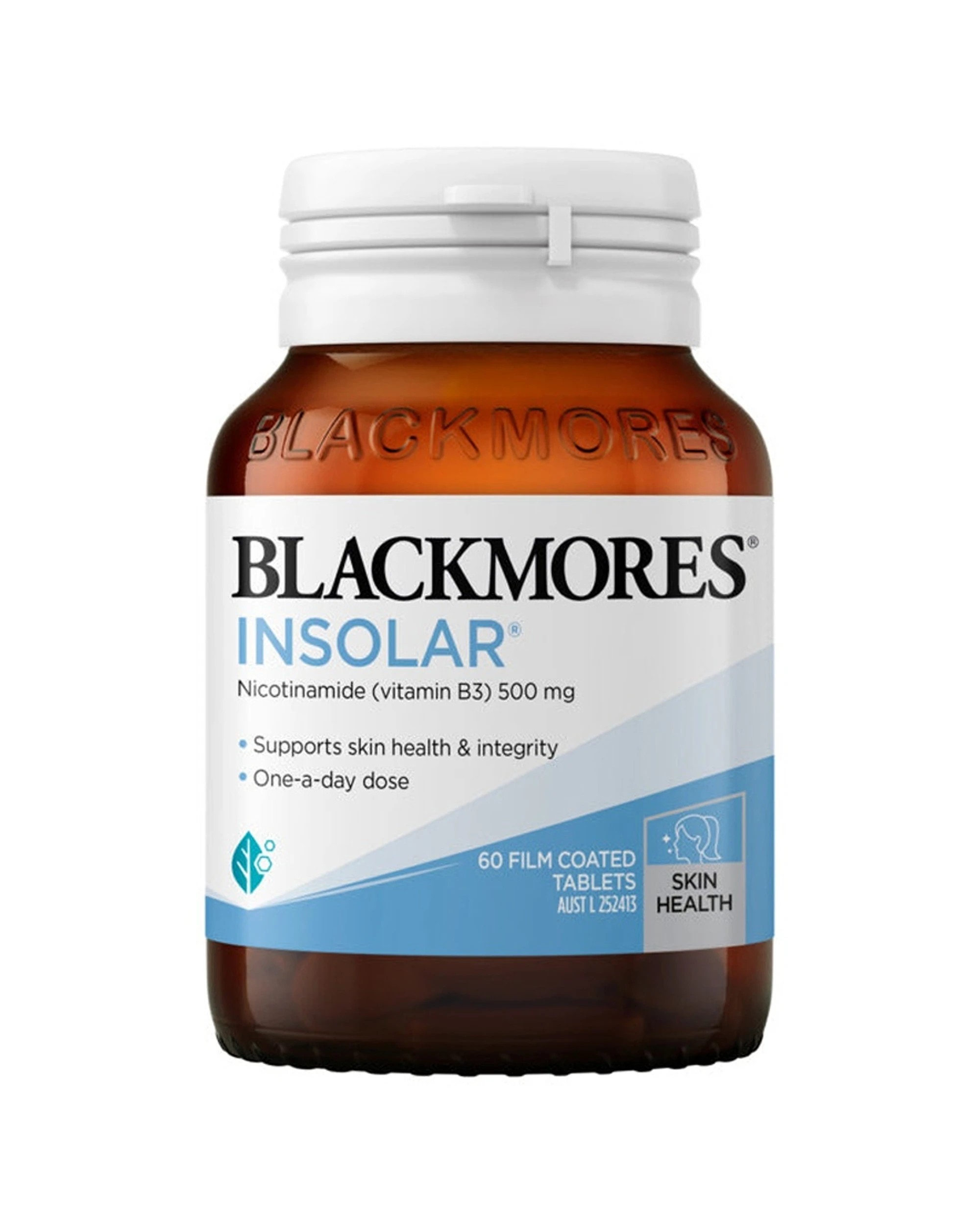 1 Blackmores 60pc Insolar Nicotinamide 500mg Vitamin B3 Skin Health Tablets, 1 of 7