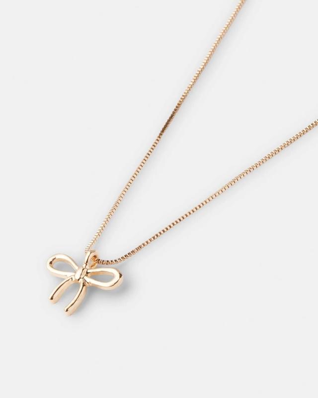 Bow Pendant Necklace - Gold 