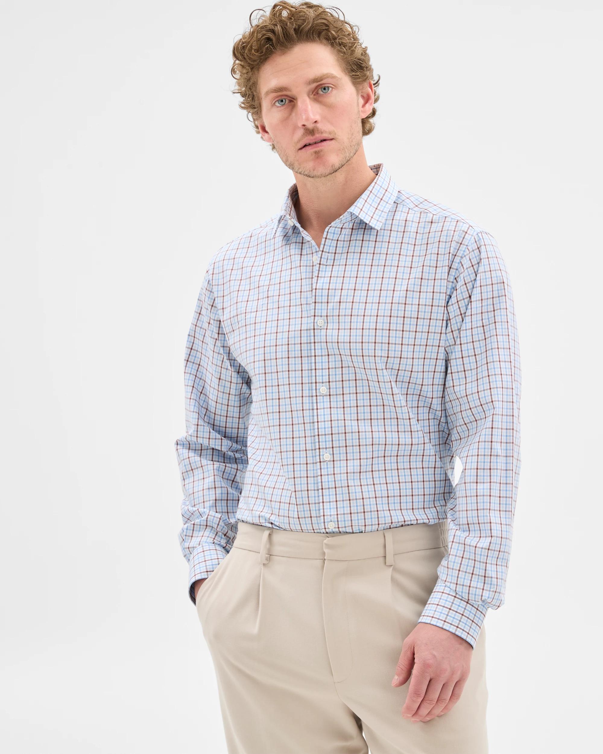 3 Australian Cotton Long Sleeve Shirt - Preview BLUE TATTERSAL, 3 of 7
