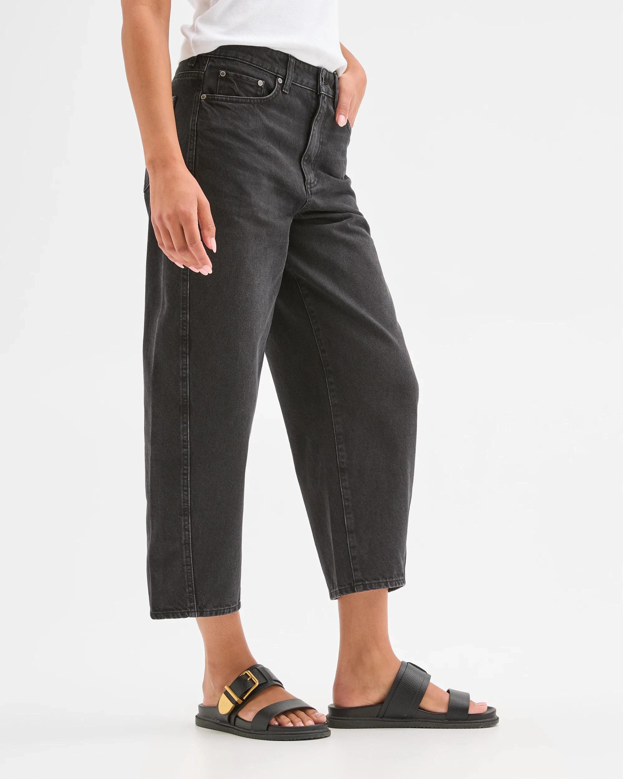 2 Target Denim Harper Barrel Forward Seam Jeans WORN BLACK, 2 of 5