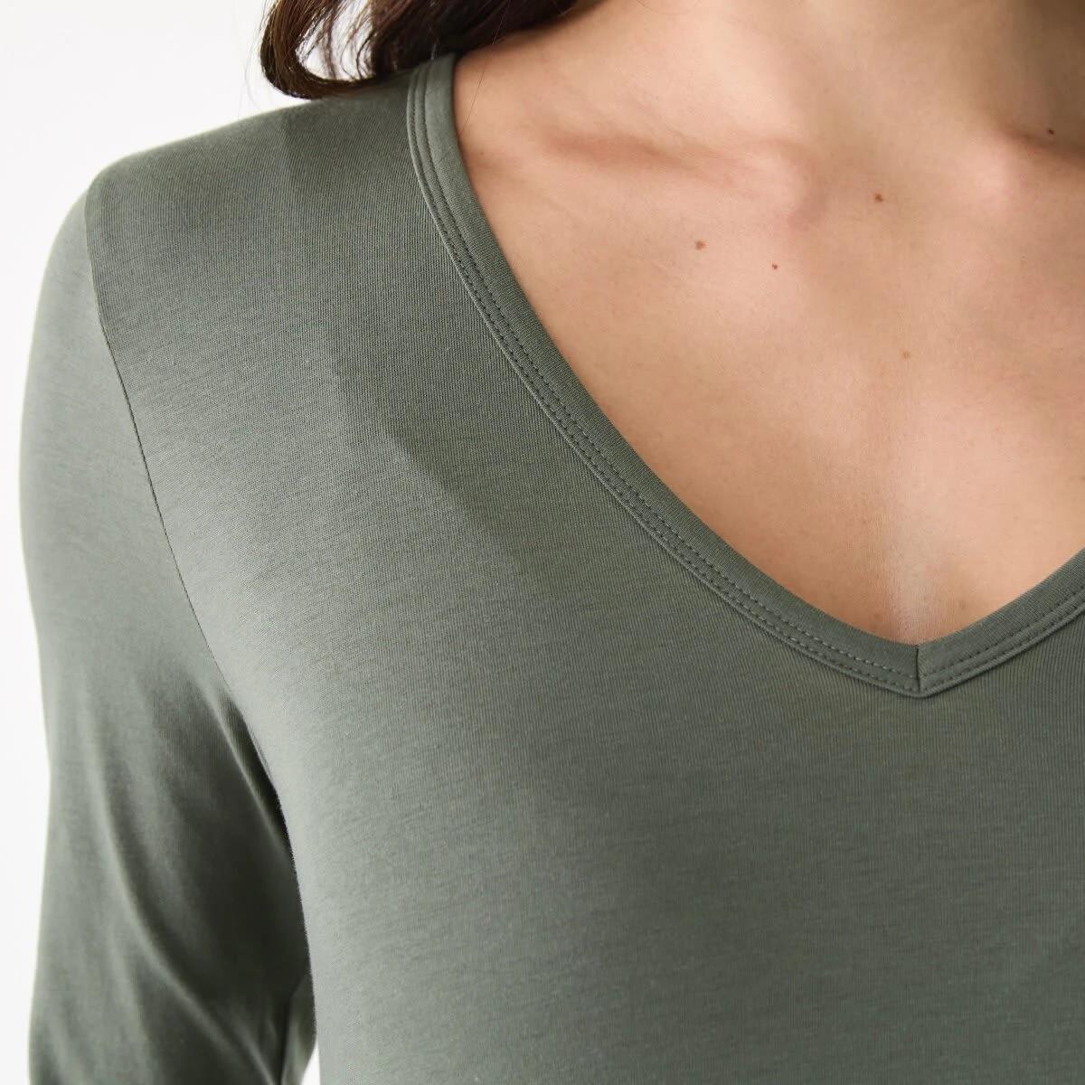 5 Long Sleeve Stretch V-Neck T-shirt Grn Olive, 5 of 5