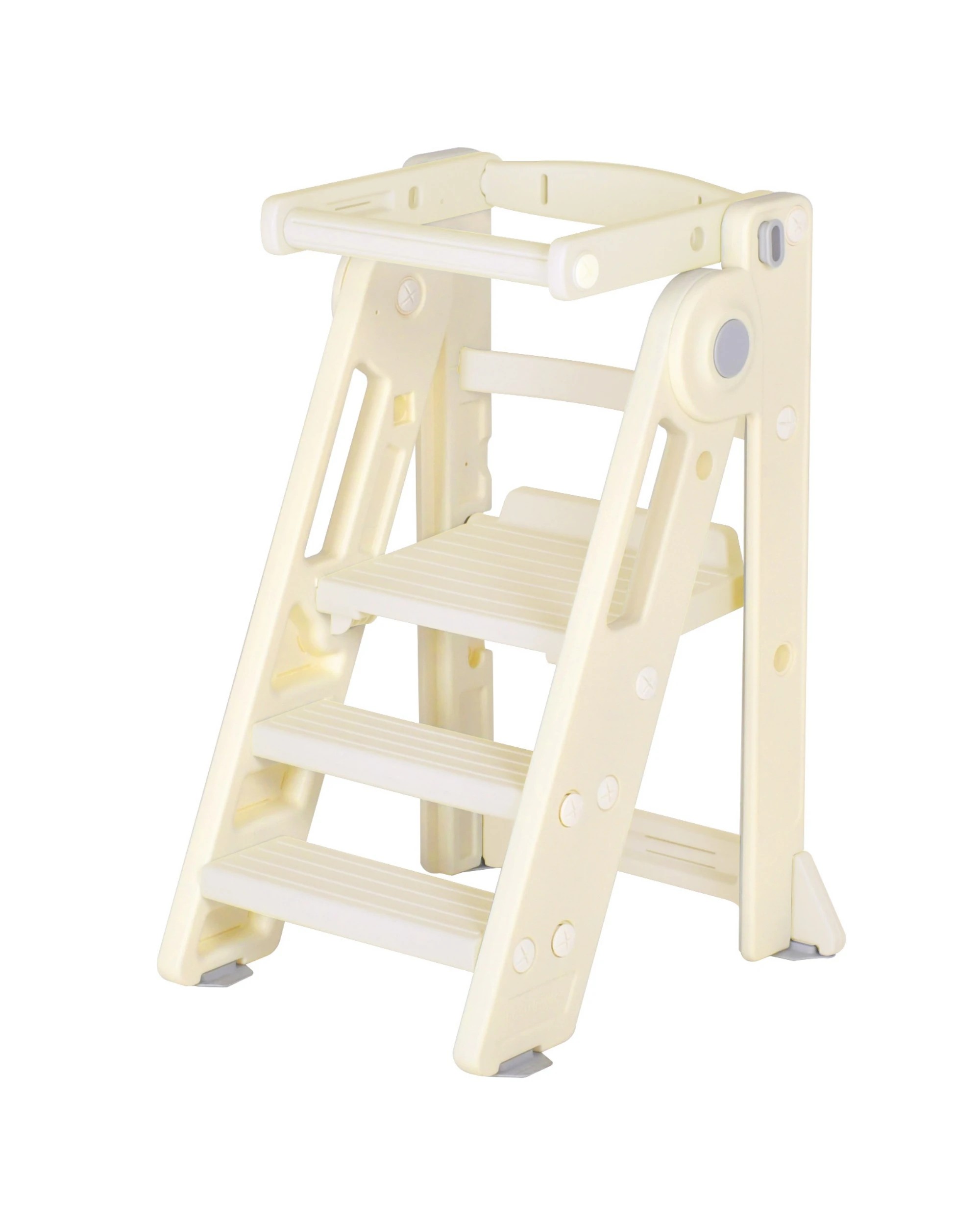 1 Advwin Foldable Kids Step Stool Adjustable Standing Tower Kitchen Helper with Safety Rail, 1 of 10