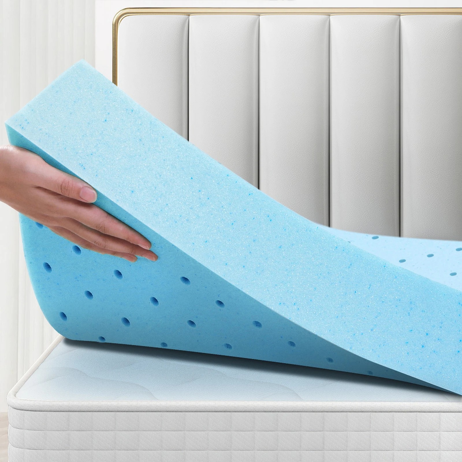 10 Starry Eucalypt Memory Foam Mattress Topper 5cm Ventilated Cool Gel - Queen Bed, 10 of 10