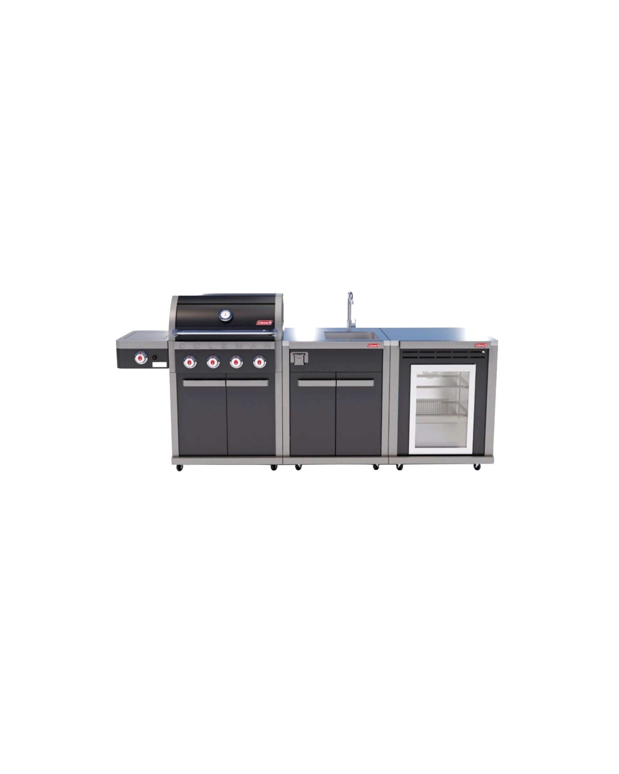1 Coleman Revolution 4 Burner Kitchen With Sink And Fridge Module - Gloss - Black, 1 of 5