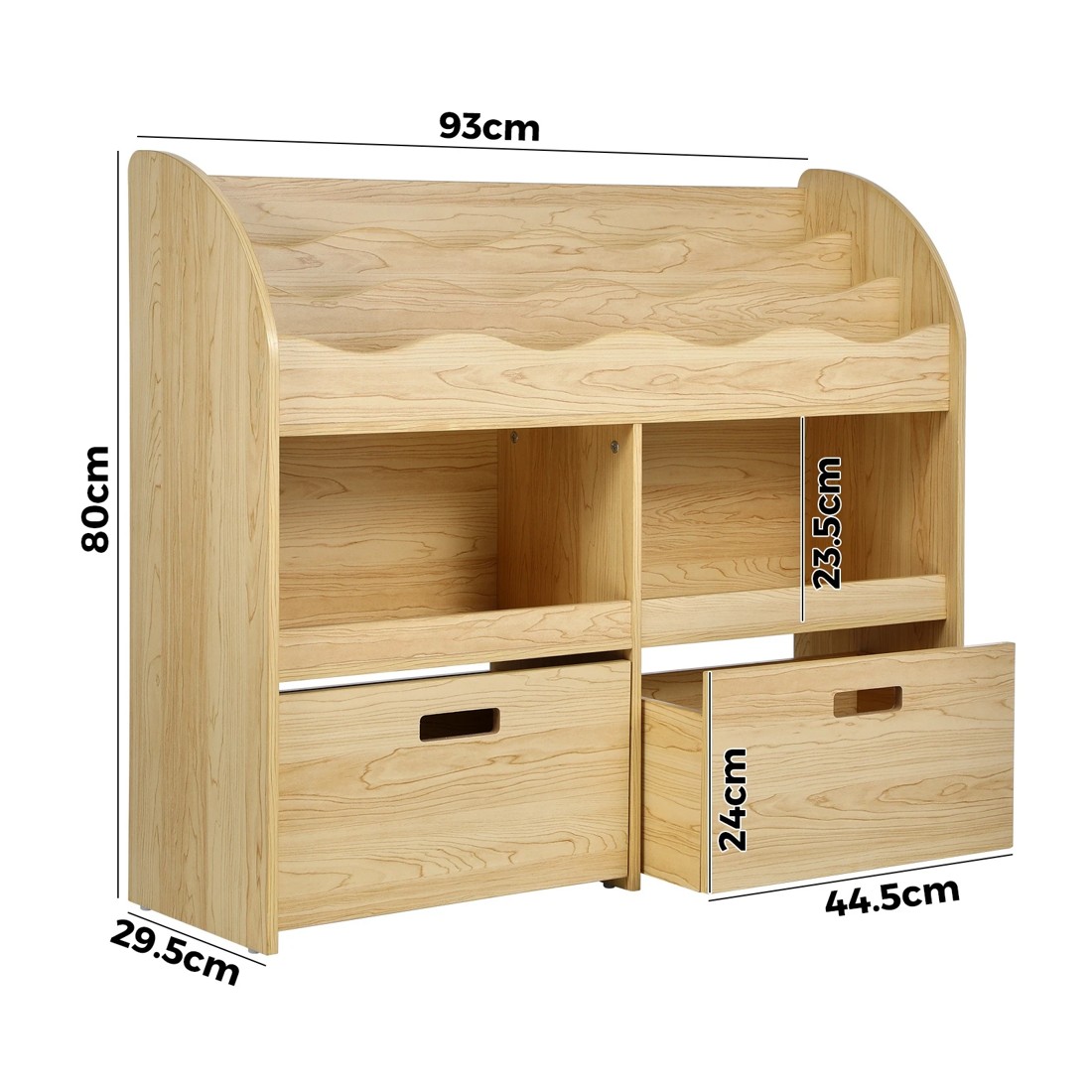 3 Oikiture Kids Bookshelf Children Bookcase Toy Storage Box Display Shelf
 - Natural, 3 of 10