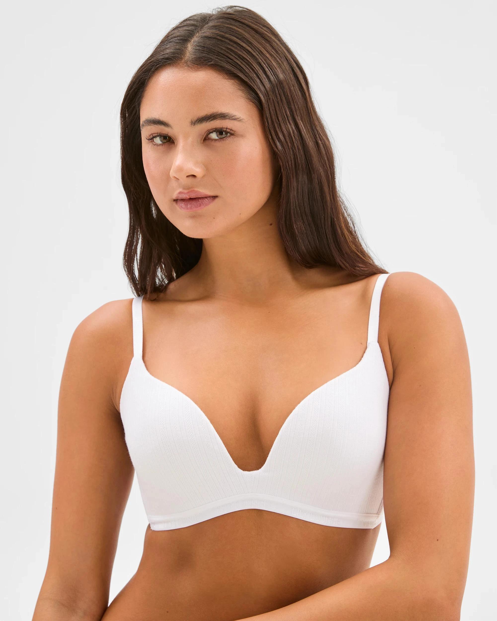 1 Australian Cotton Pointelle Wirefree Pushup Bra - Lily Loves WHITE, 1 of 3