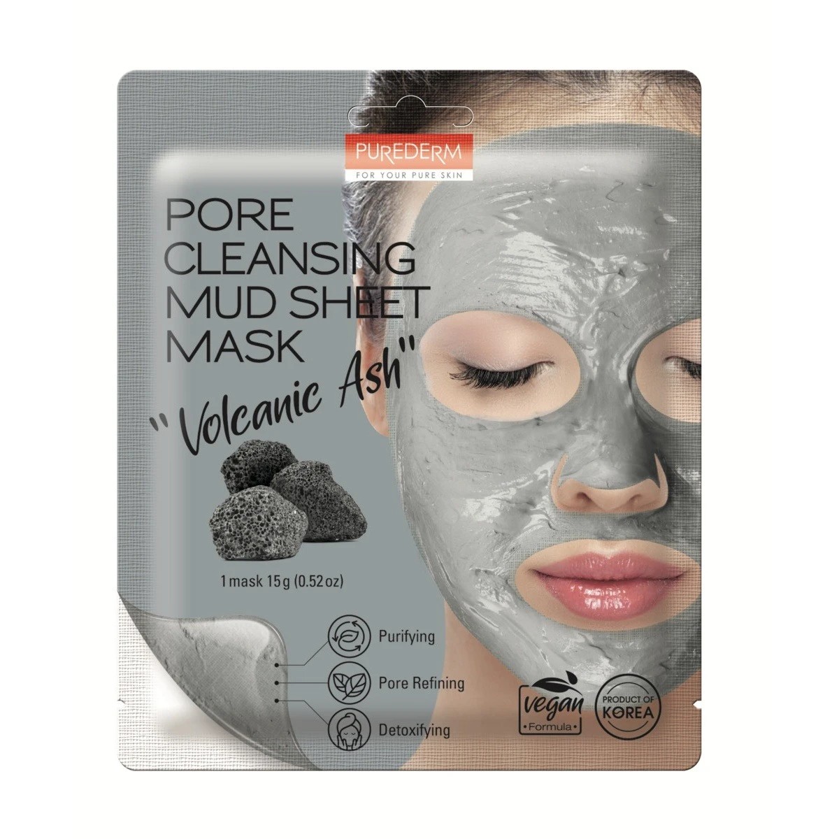 1 Purederm Pore Cleansing Mud Sheet Mask 15g - Volcanic Ash, 1 of 2