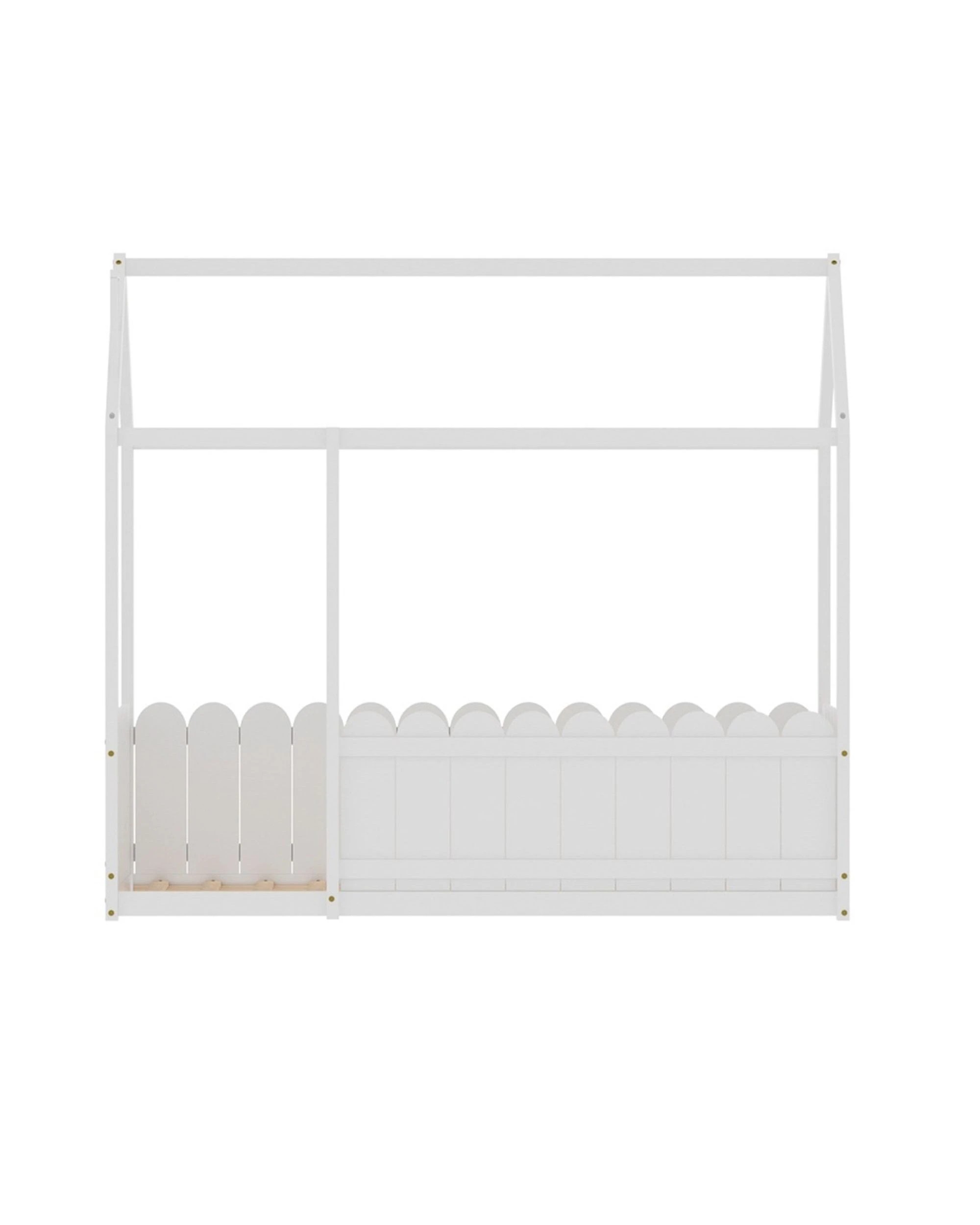 3 Artiss Bed Frame Wooden Kids House Single Frame
 - White, 3 of 7