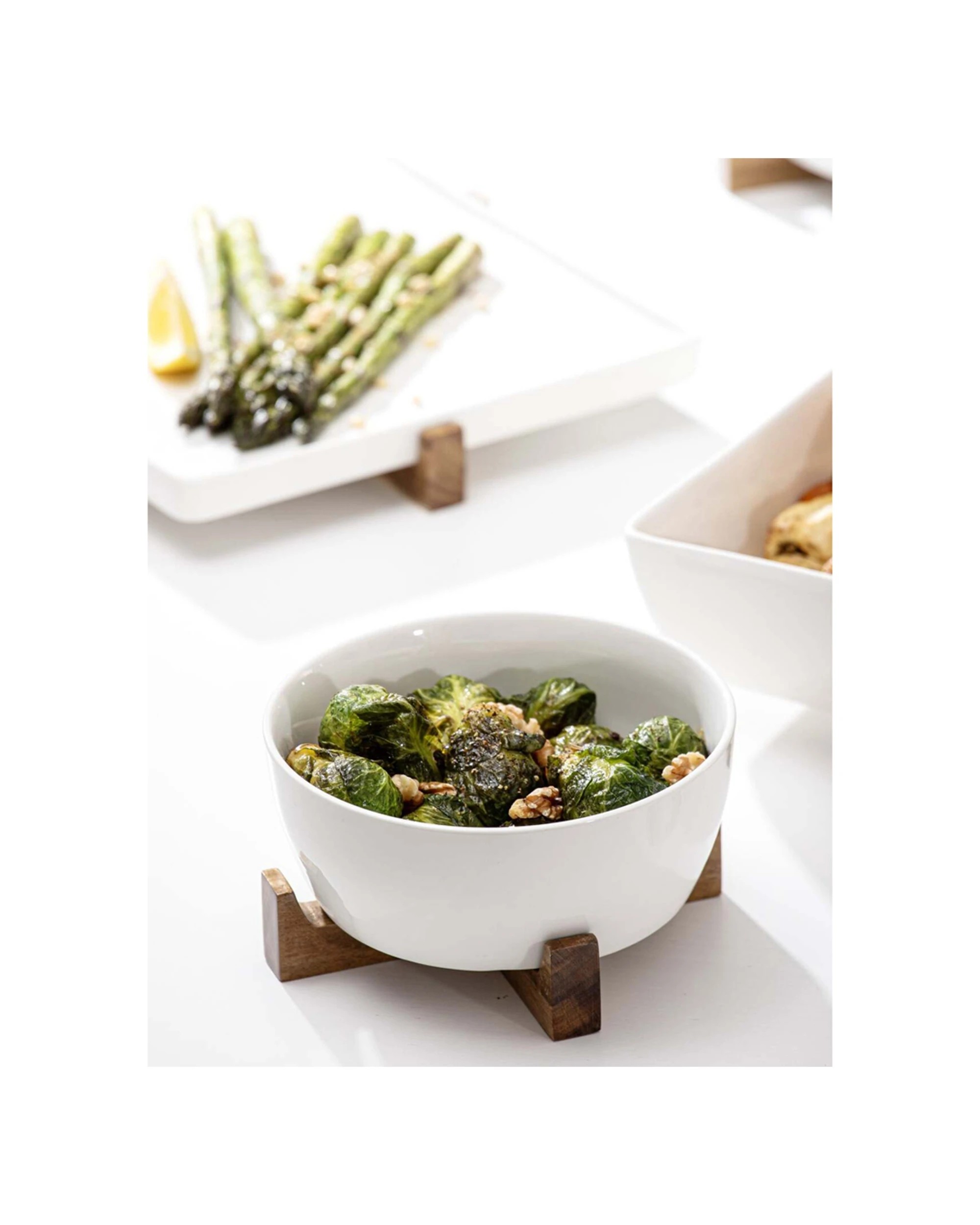 3 Ladelle Alto Oven To Table Porcelain Acacia Small Bowl With Trivet 21cm - White, 3 of 5