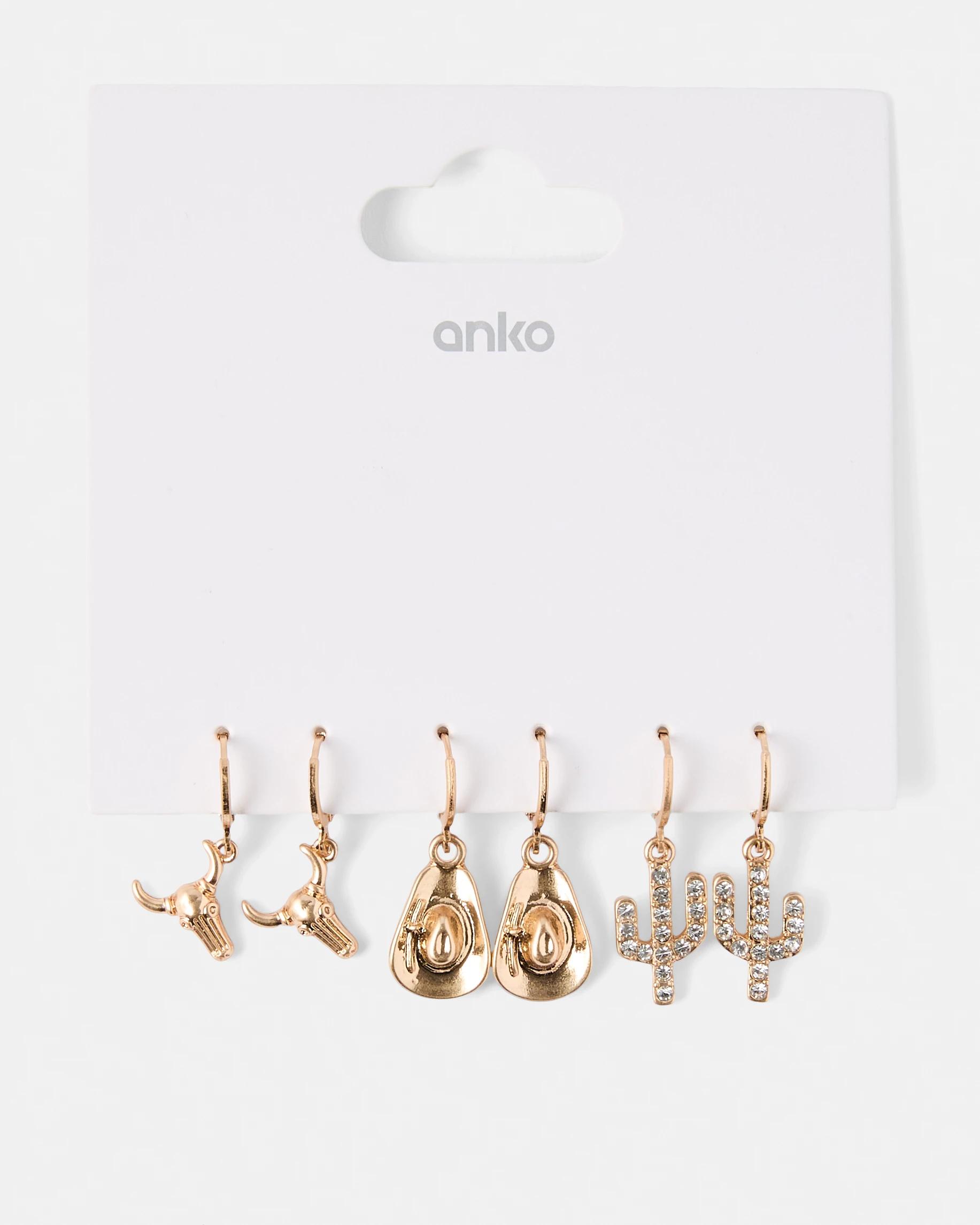 5 3 Pack Rodeo Hoop Earrings - Gold Tone Gold, 5 of 5