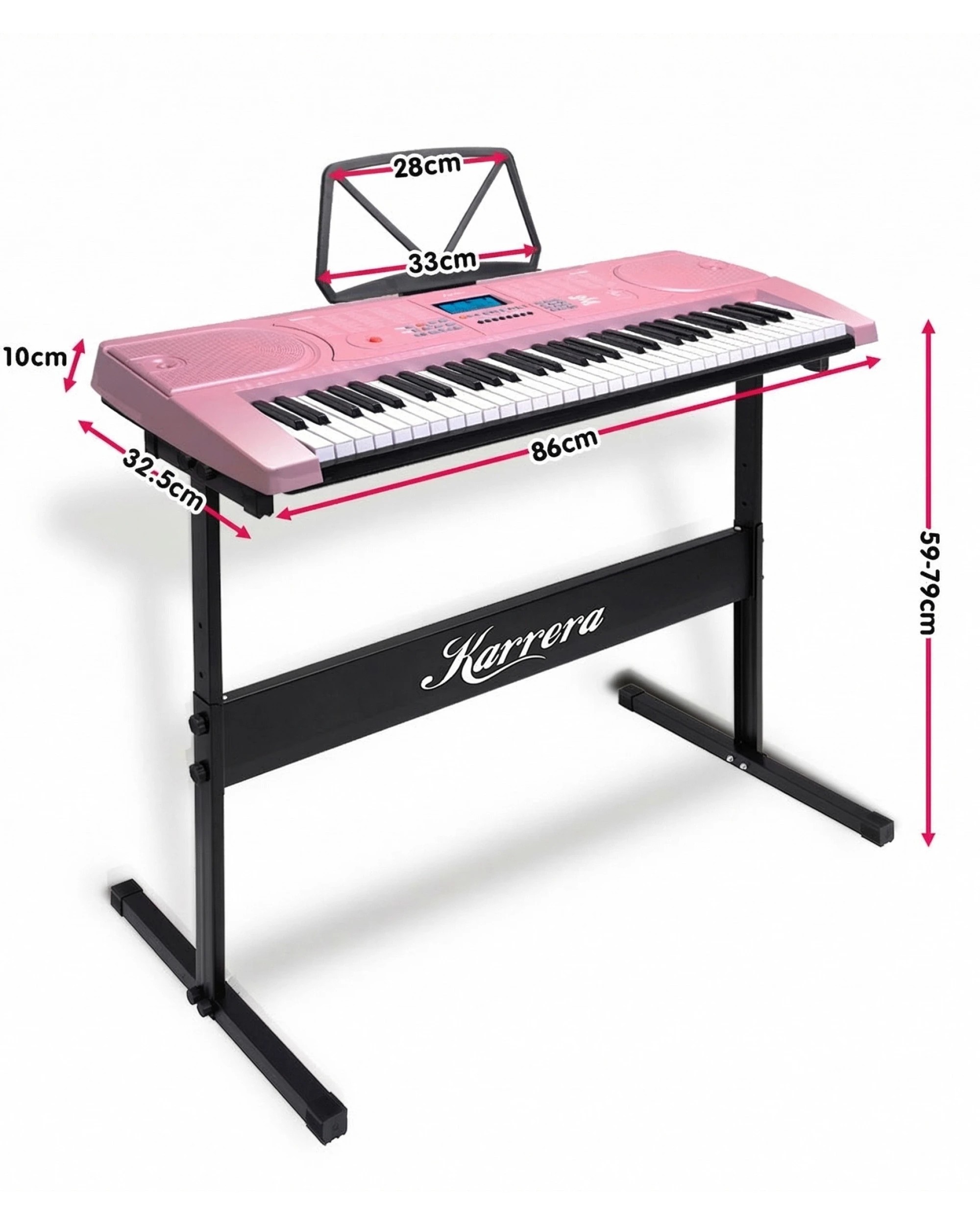 2 Karrera 61 Keys Electronic LED Piano Keyboard with Stand in Pink - Pink, 2 of 6