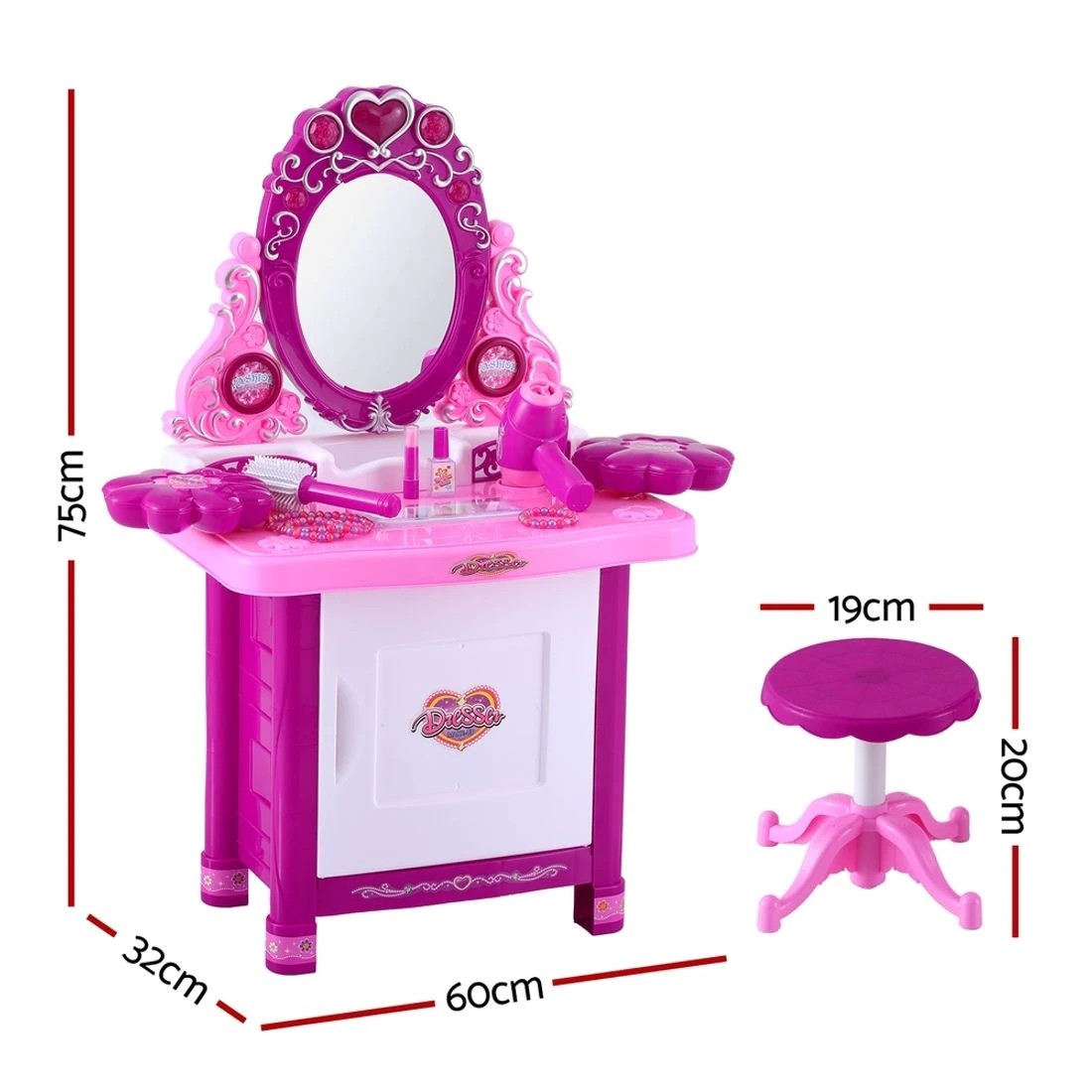 2 Keezi Kids Pretend Makeup Play Set Dressing Table Chair Girls Toys Children - Multi, 2 of 5