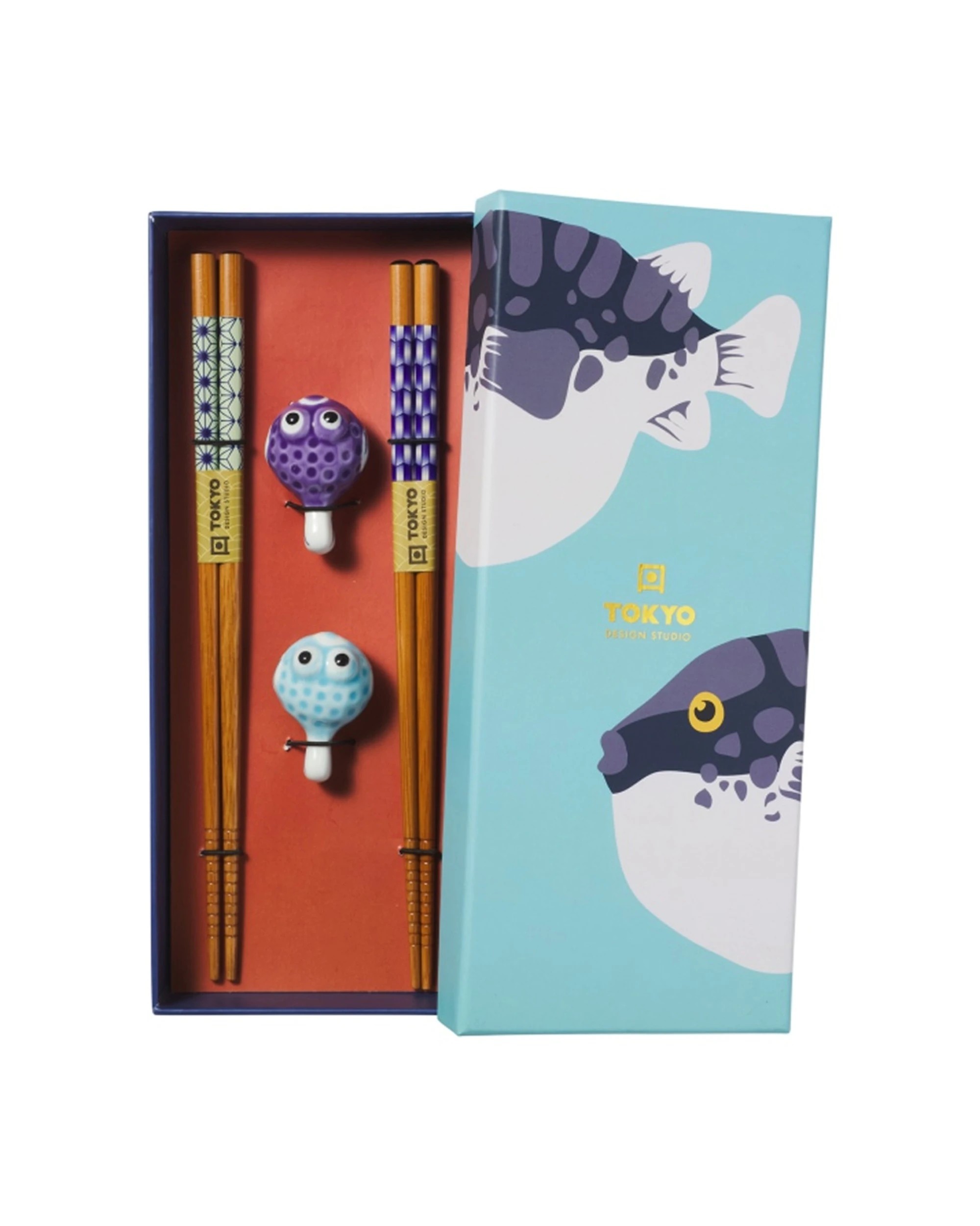 2 Tokyo Design 2x 4pc Chopstick Blow Fish Chopsticks with Rest - Assorted, 2 of 6