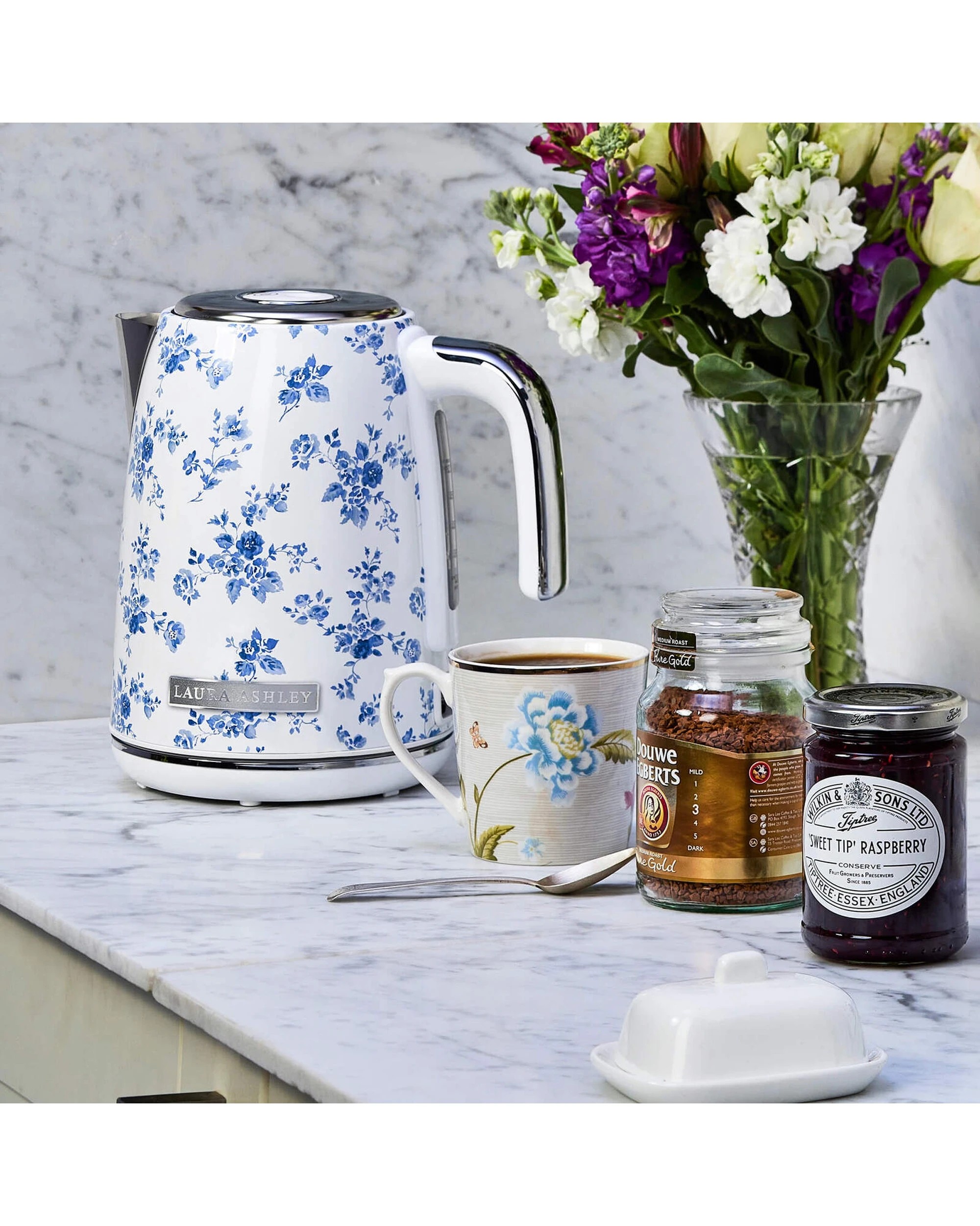 4 Laura Ashley 1.7L Jug Electric Kettle And 4 Slice Toaster Combo China Rose - White, 4 of 4