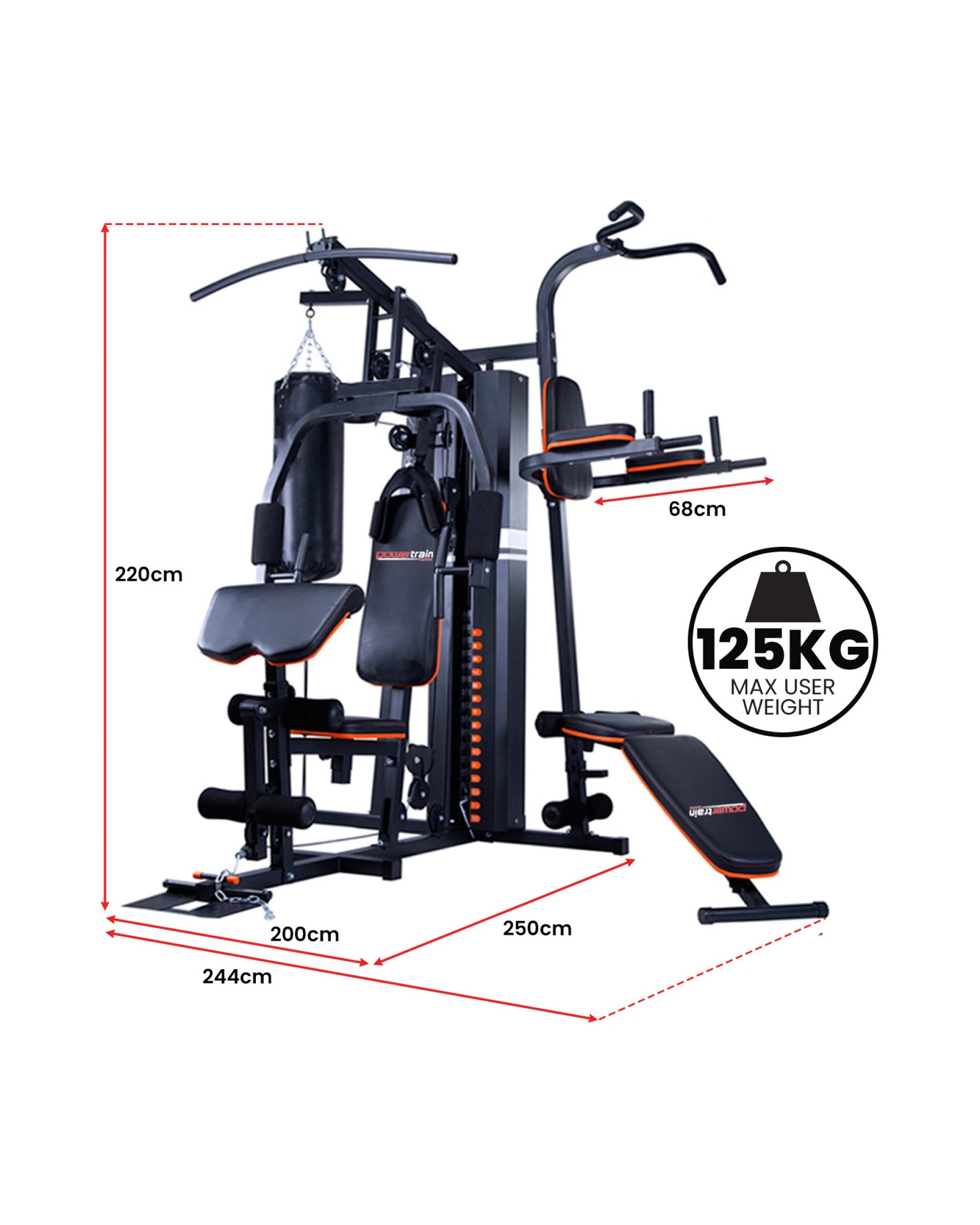 2 Powertrain Multi Station Home Gym 150lbs Weights Punching Bag, 2 of 4