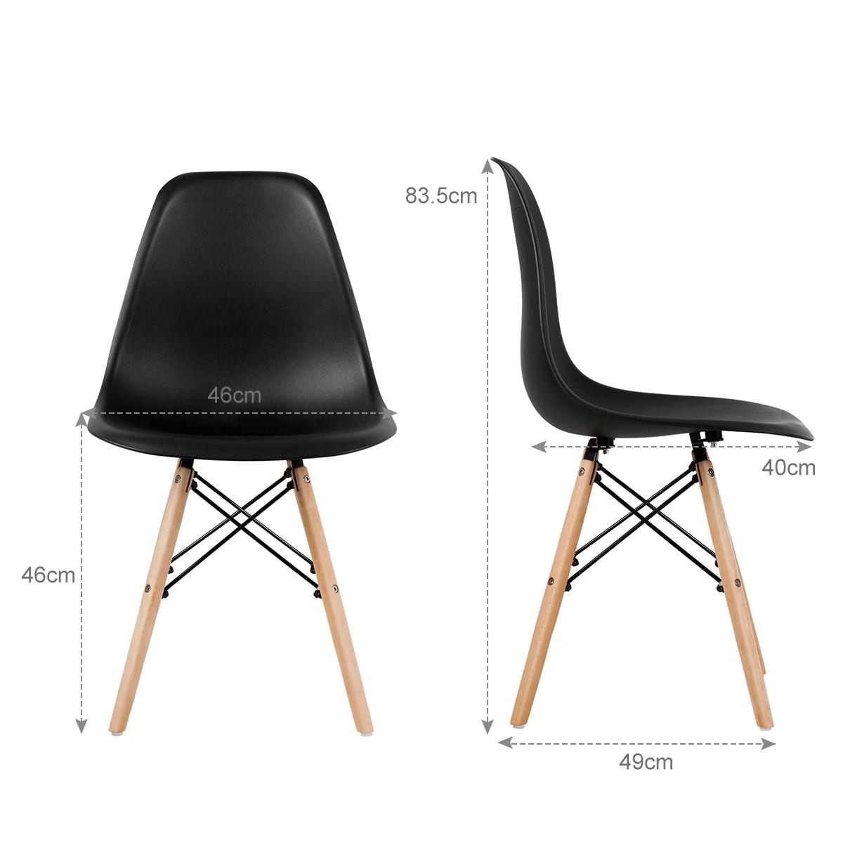 3 Costway 2x Retro Replica Eames DSW Dining Chair Wood Side Chair Home Cafe, 3 of 3