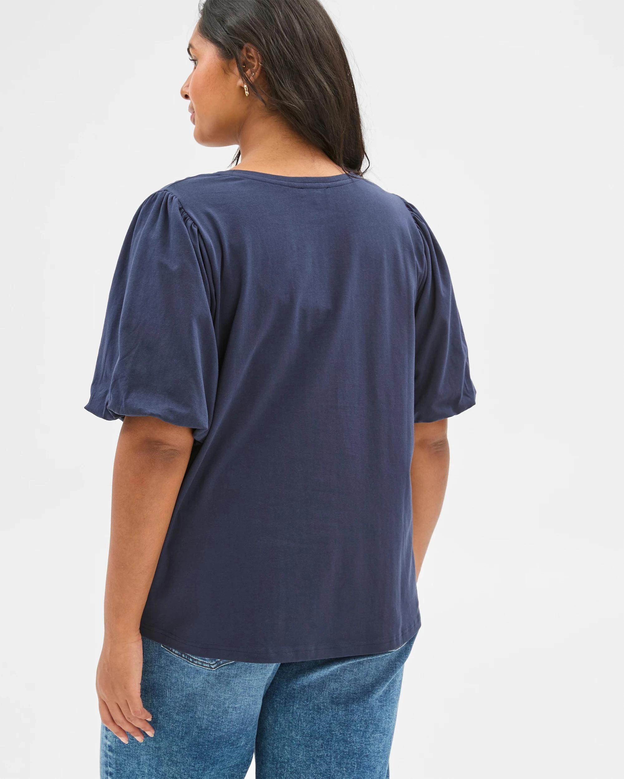 6 Target Plus Size Australian Cotton Bubble Sleeve Top NAVY BLAZER, 6 of 6