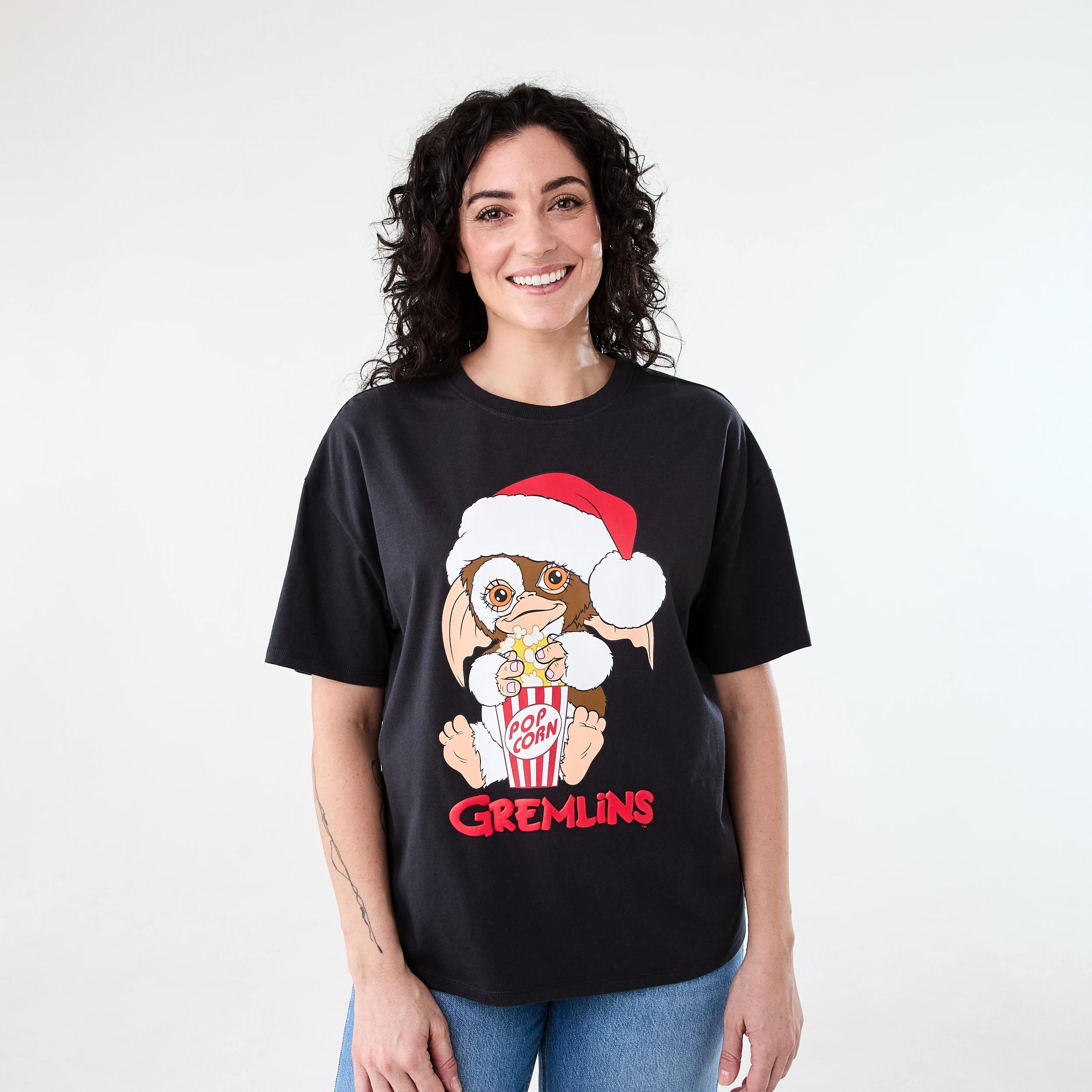 1 Short Sleeve Gremlins License Christmas T-shirt GREMLINS DEEP GREY, 1 of 5