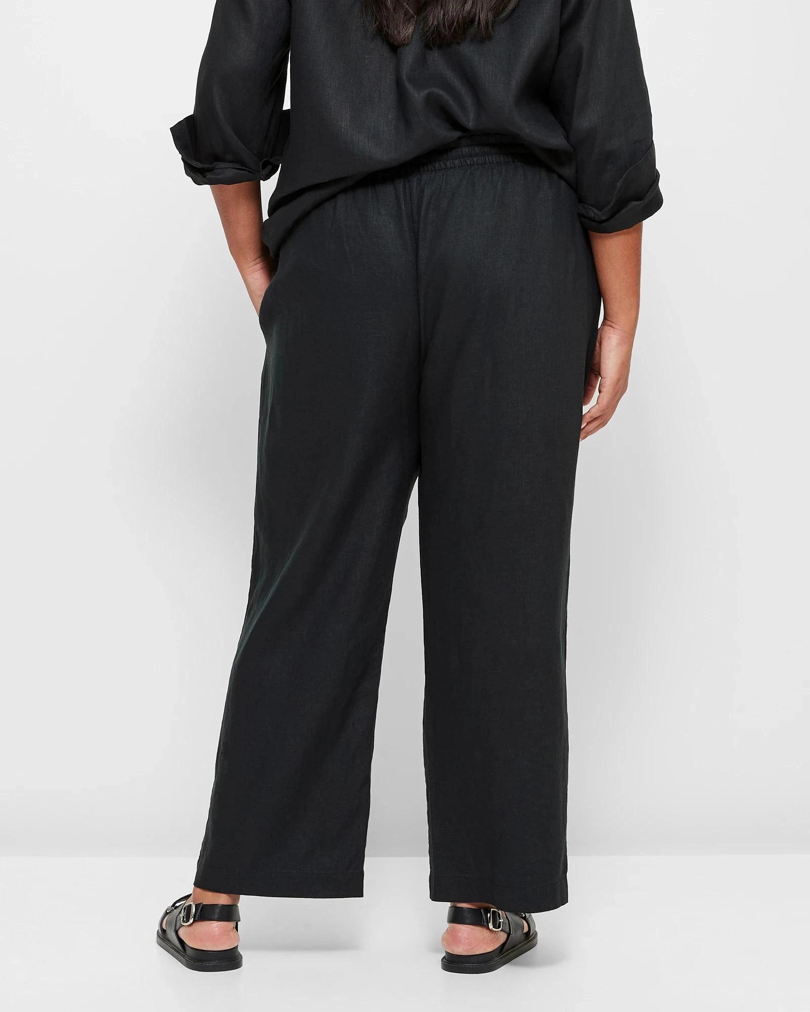 4 Target Plus Size European Linen Wide Leg Pants BLACK, 4 of 5