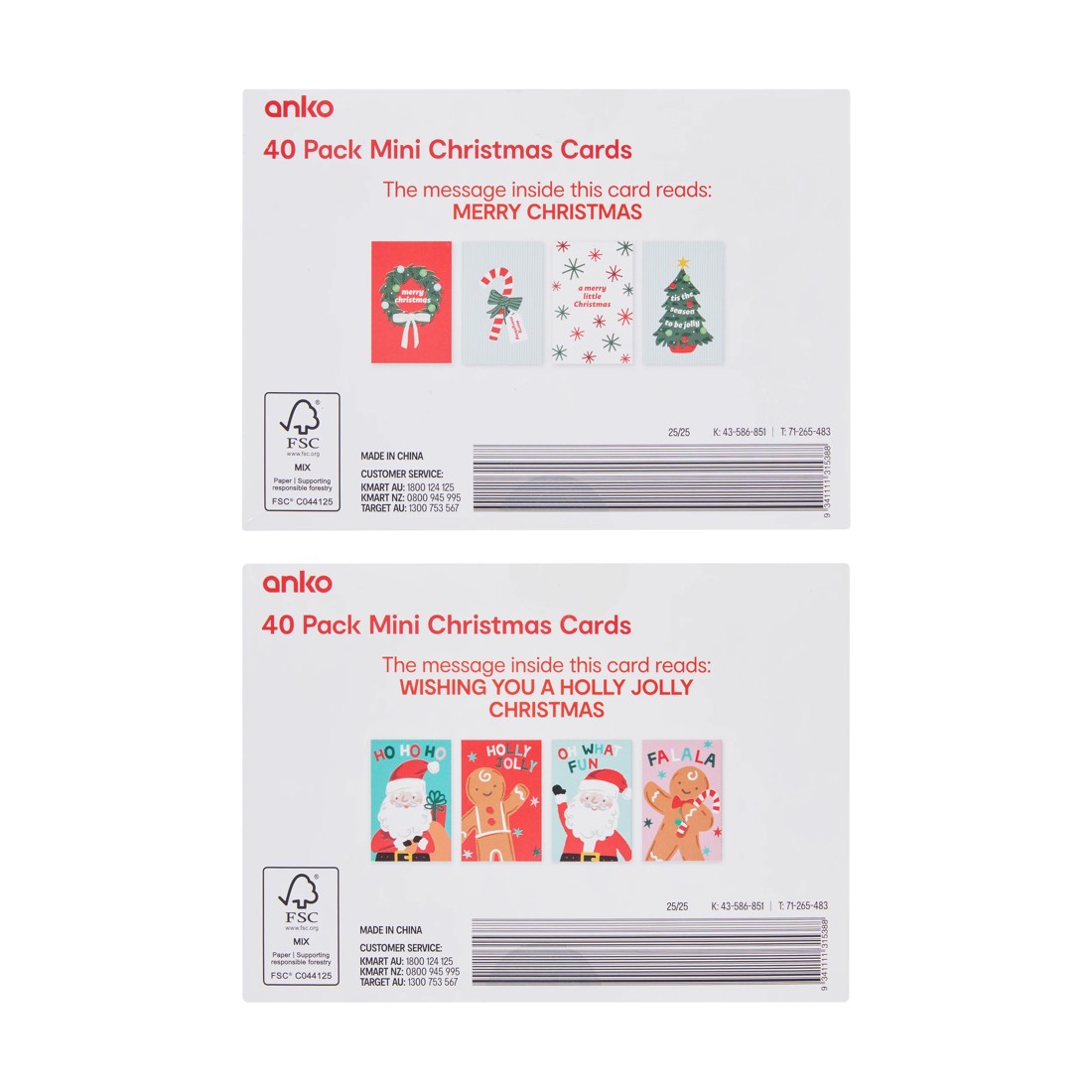 5 40 Pack Mini Christmas Cards - Assorted, 5 of 5
