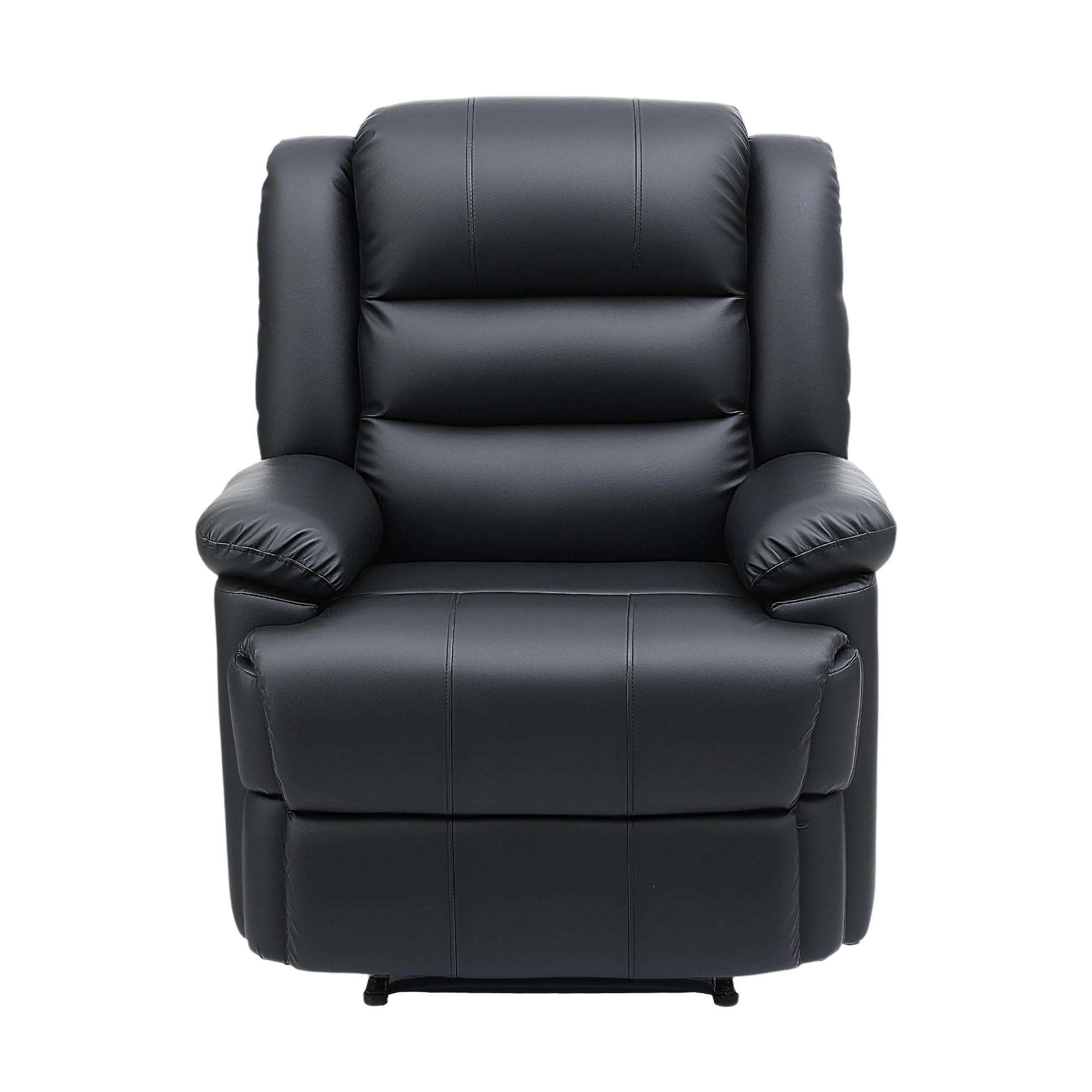 1 Artiss Manual Recliner Chair Leather Reclining Sofa with 16color Led - Black, 1 of 6