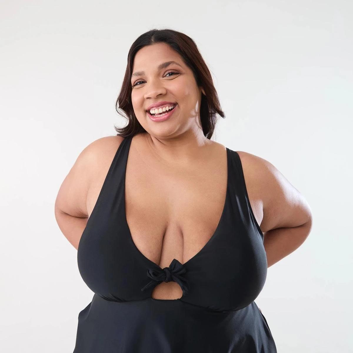 4 Curve Tie Front Skirted One Piece Swimsuit BLACK, 4 of 5